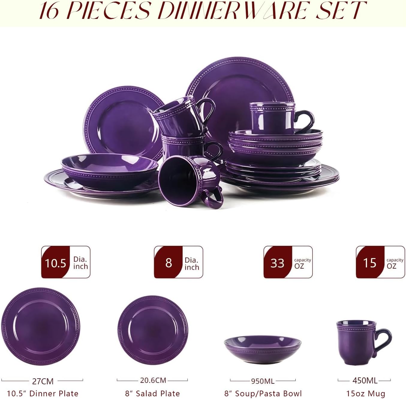 Pearl Dots Stoneware Dinnerware Set