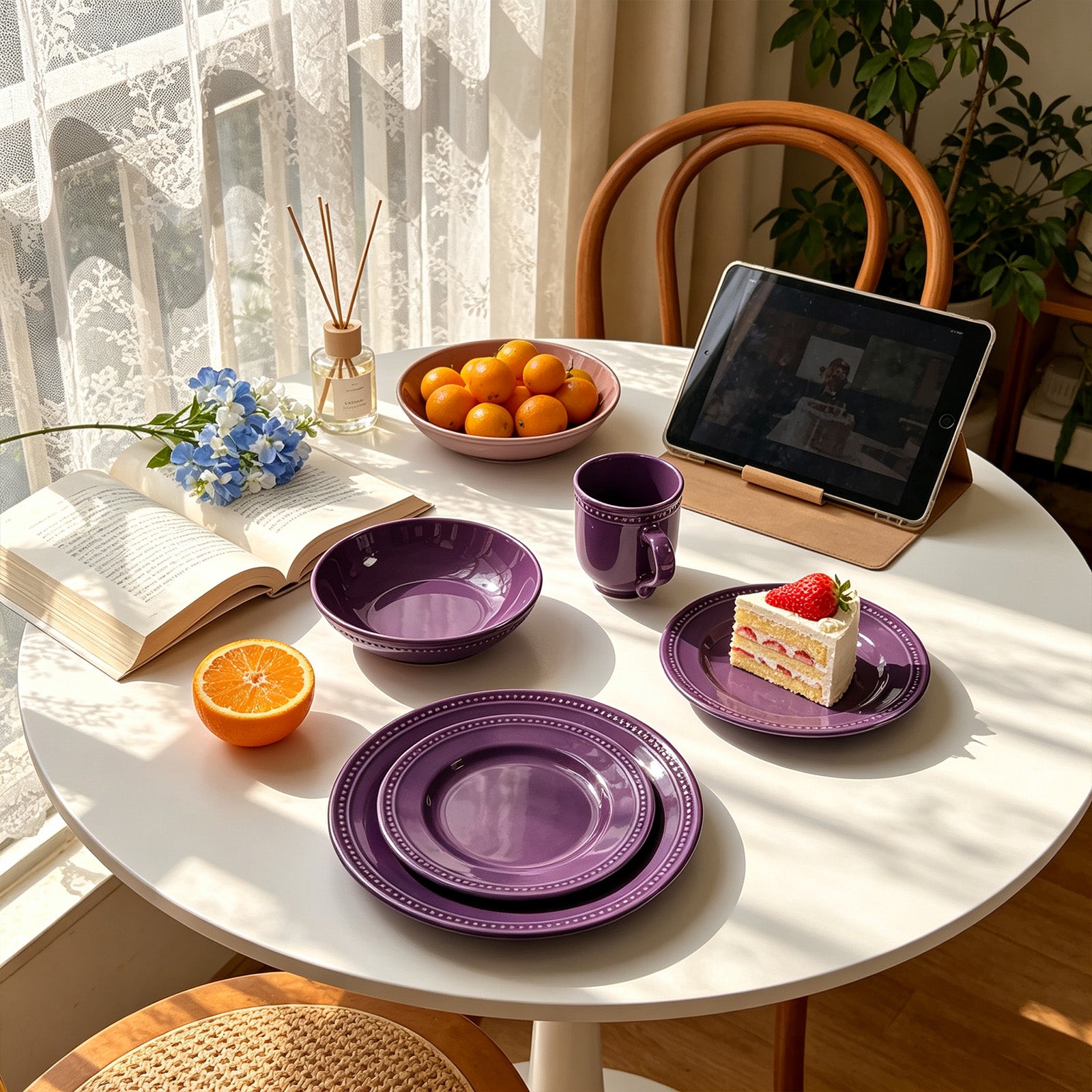 Embossed Pearl Dots Stoneware Dinnerware Set