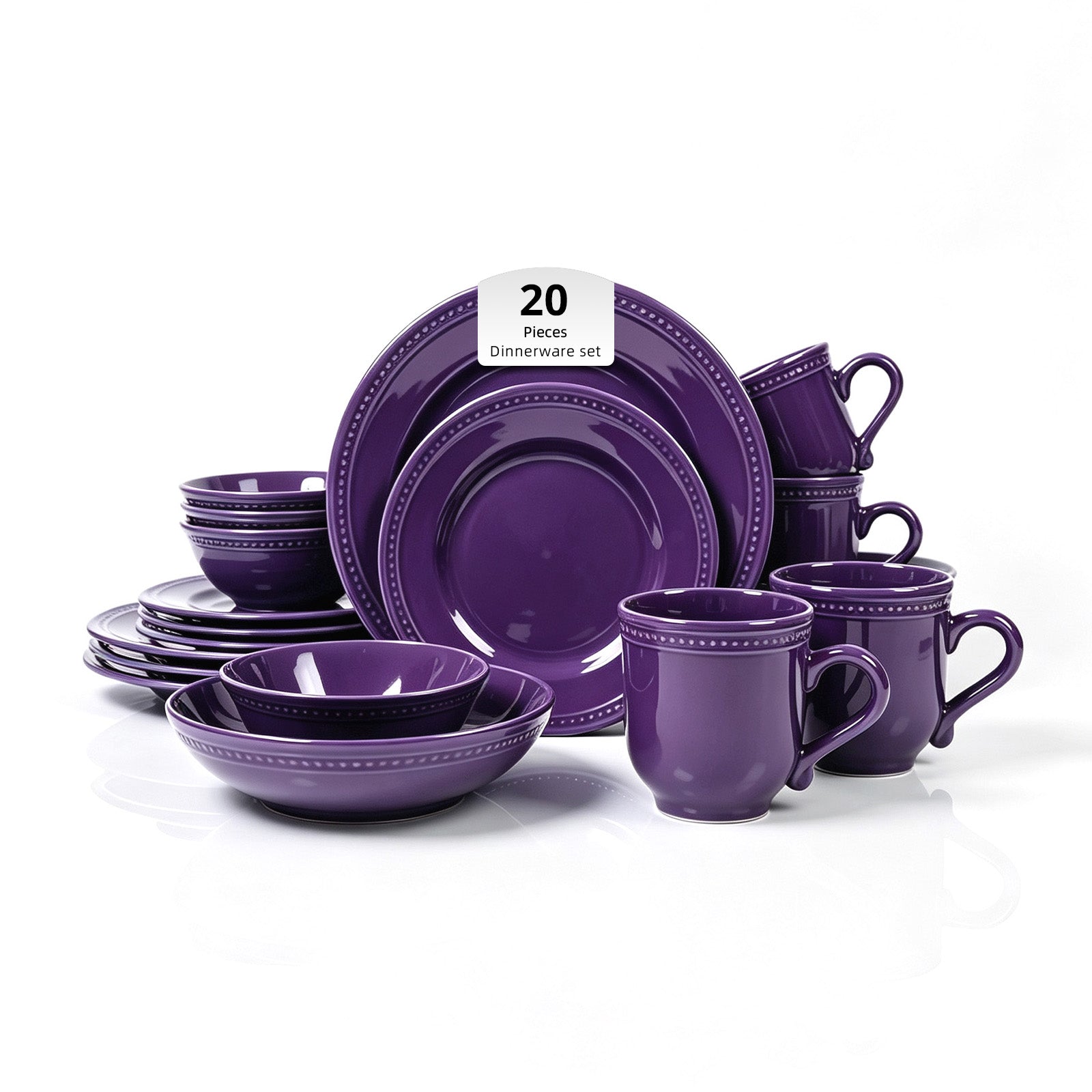 Embossed Pearl Dots Stoneware Dinnerware Set