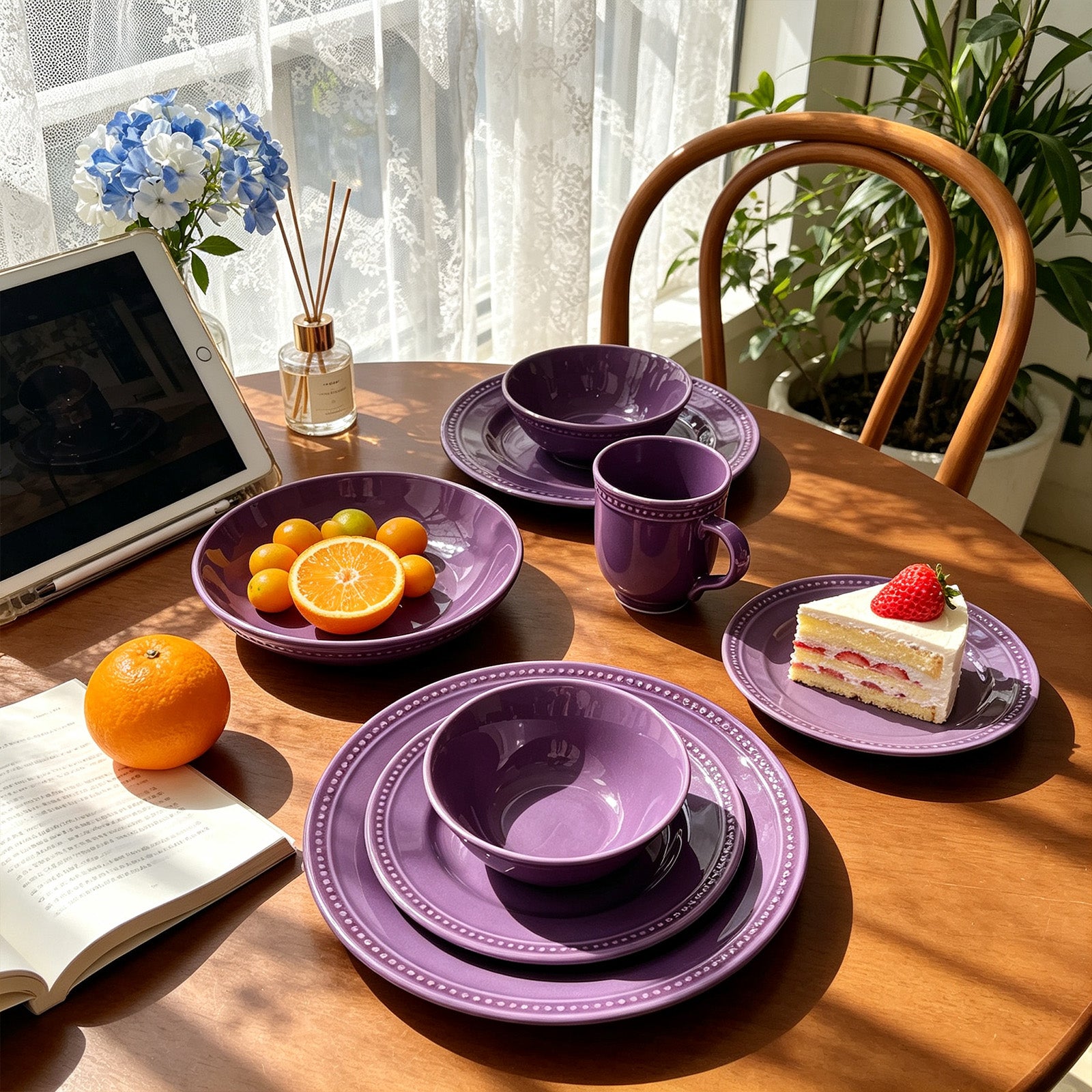 Embossed Pearl Dots Stoneware Dinnerware Set