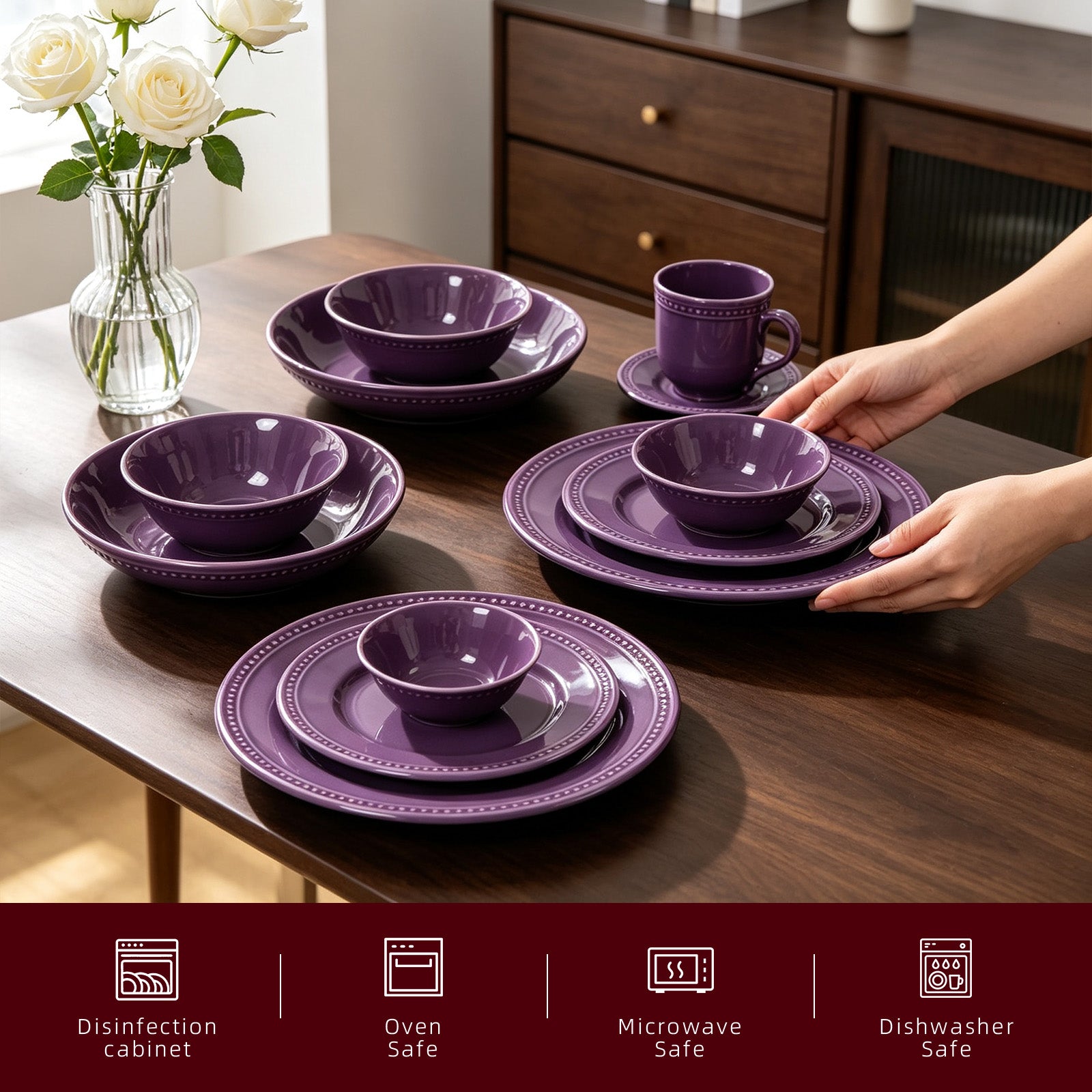 Embossed Pearl Dots Stoneware Dinnerware Set