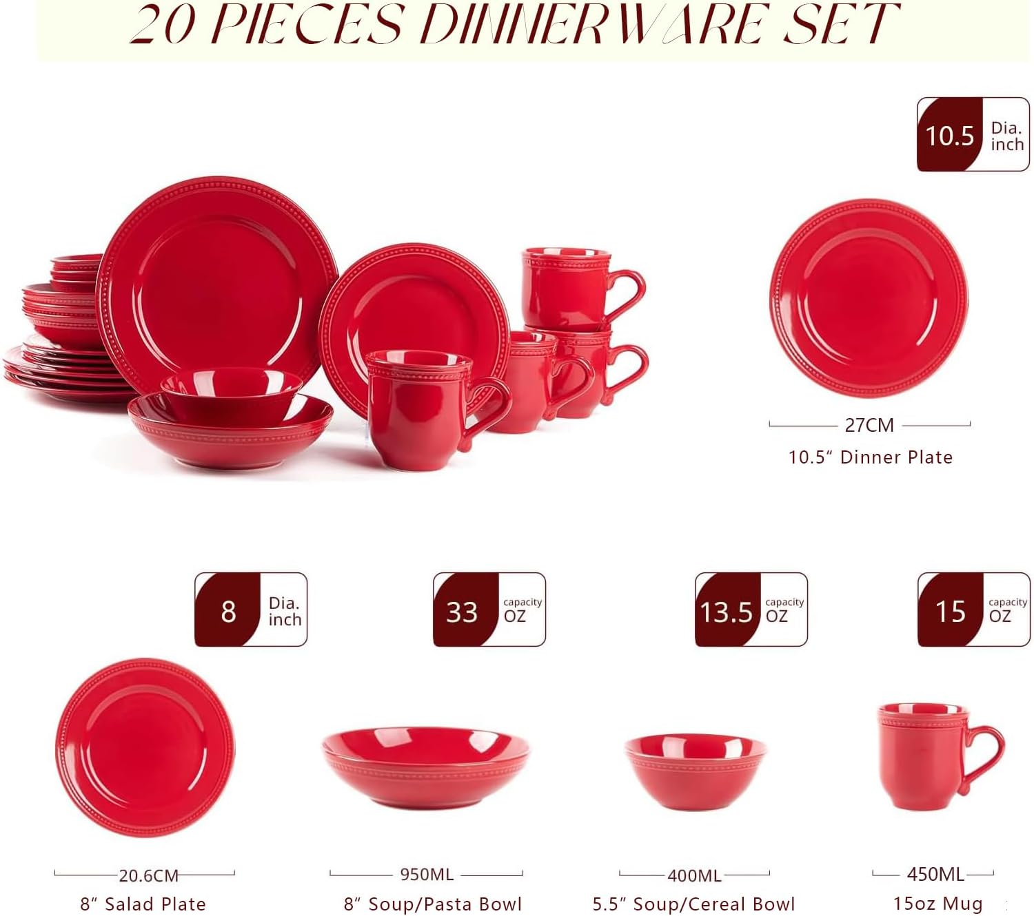 Pearl Dots Stoneware Dinnerware Set