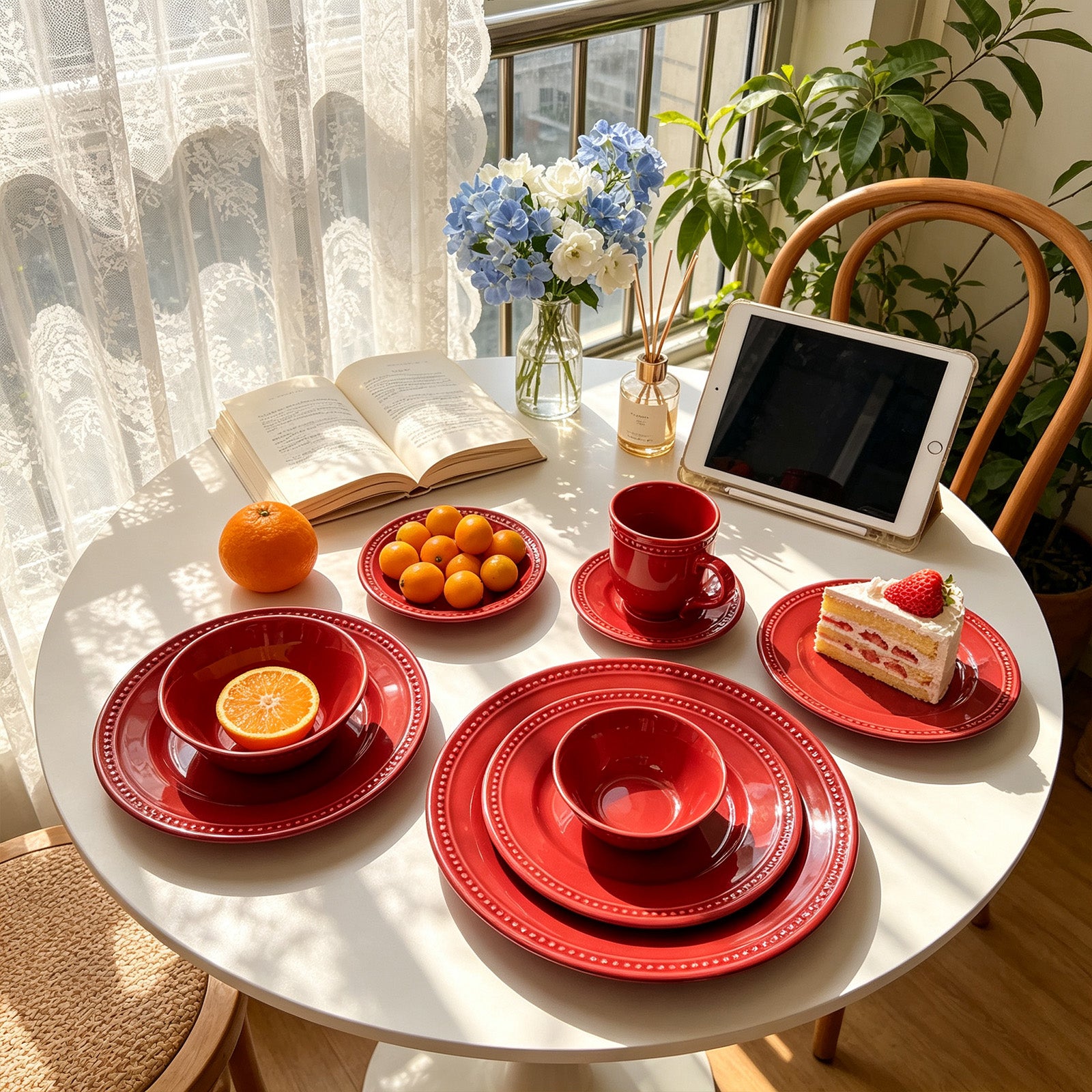 Embossed Pearl Dots Stoneware Dinnerware Set