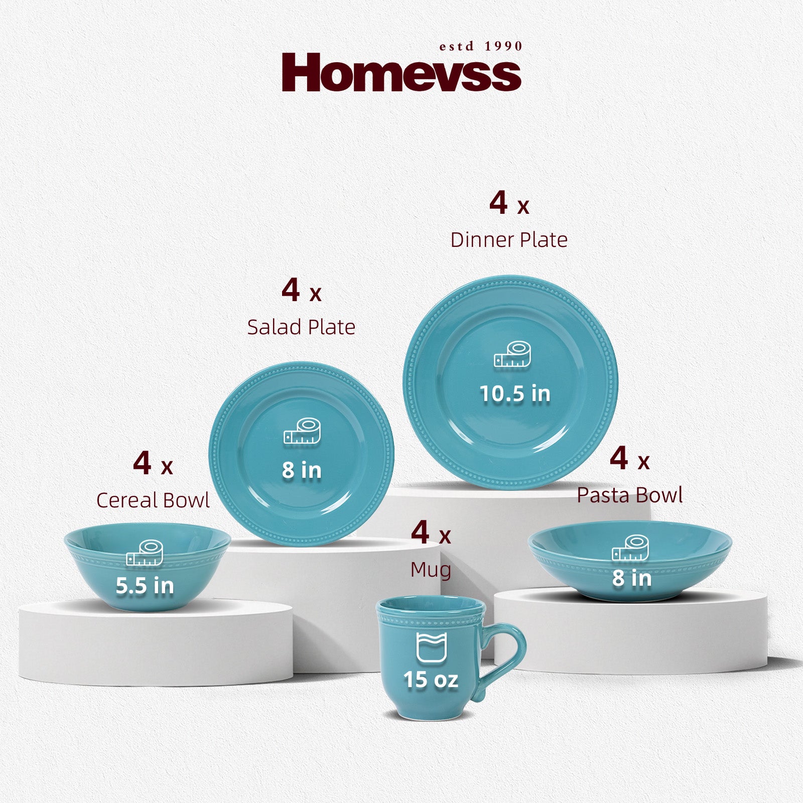 Embossed Pearl Dots Stoneware Dinnerware Set