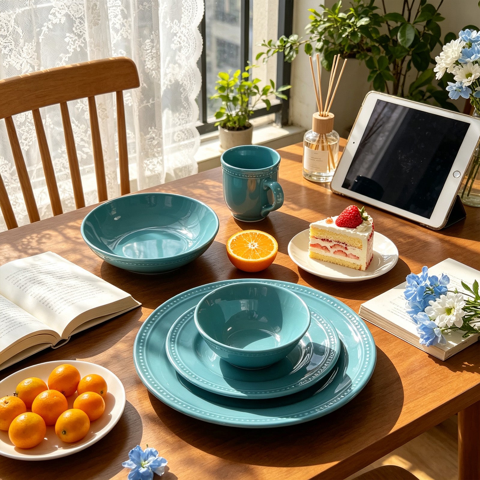 Embossed Pearl Dots Stoneware Dinnerware Set