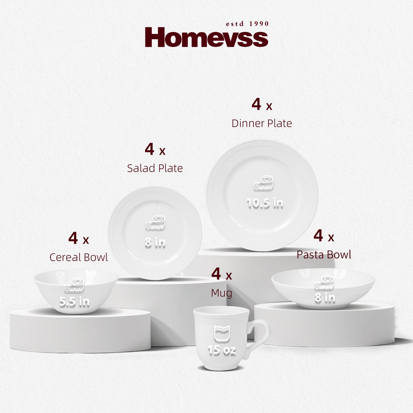 Embossed Pearl Dots Stoneware Dinnerware Set