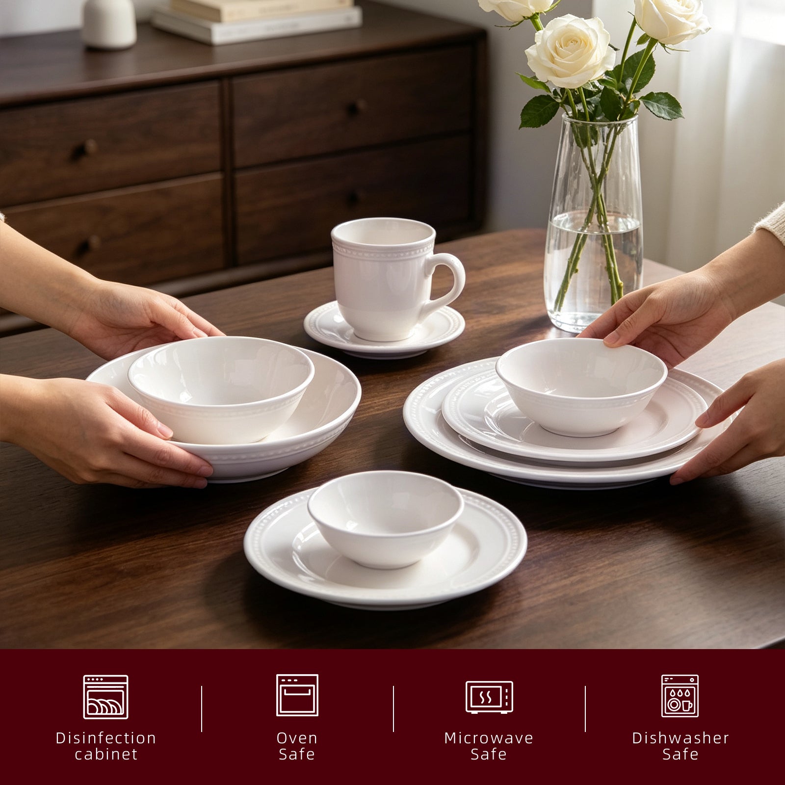 Embossed Pearl Dots Stoneware Dinnerware Set