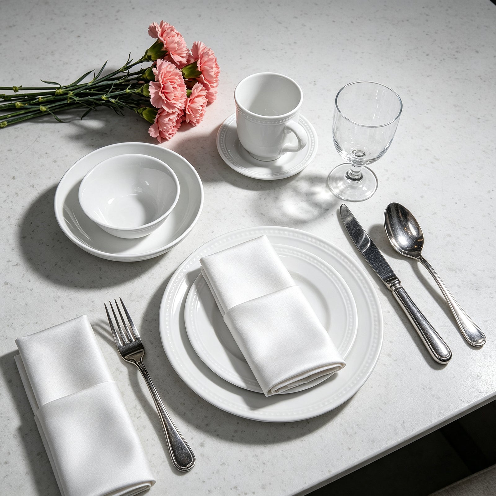 Embossed Pearl Dots Stoneware Dinnerware Set
