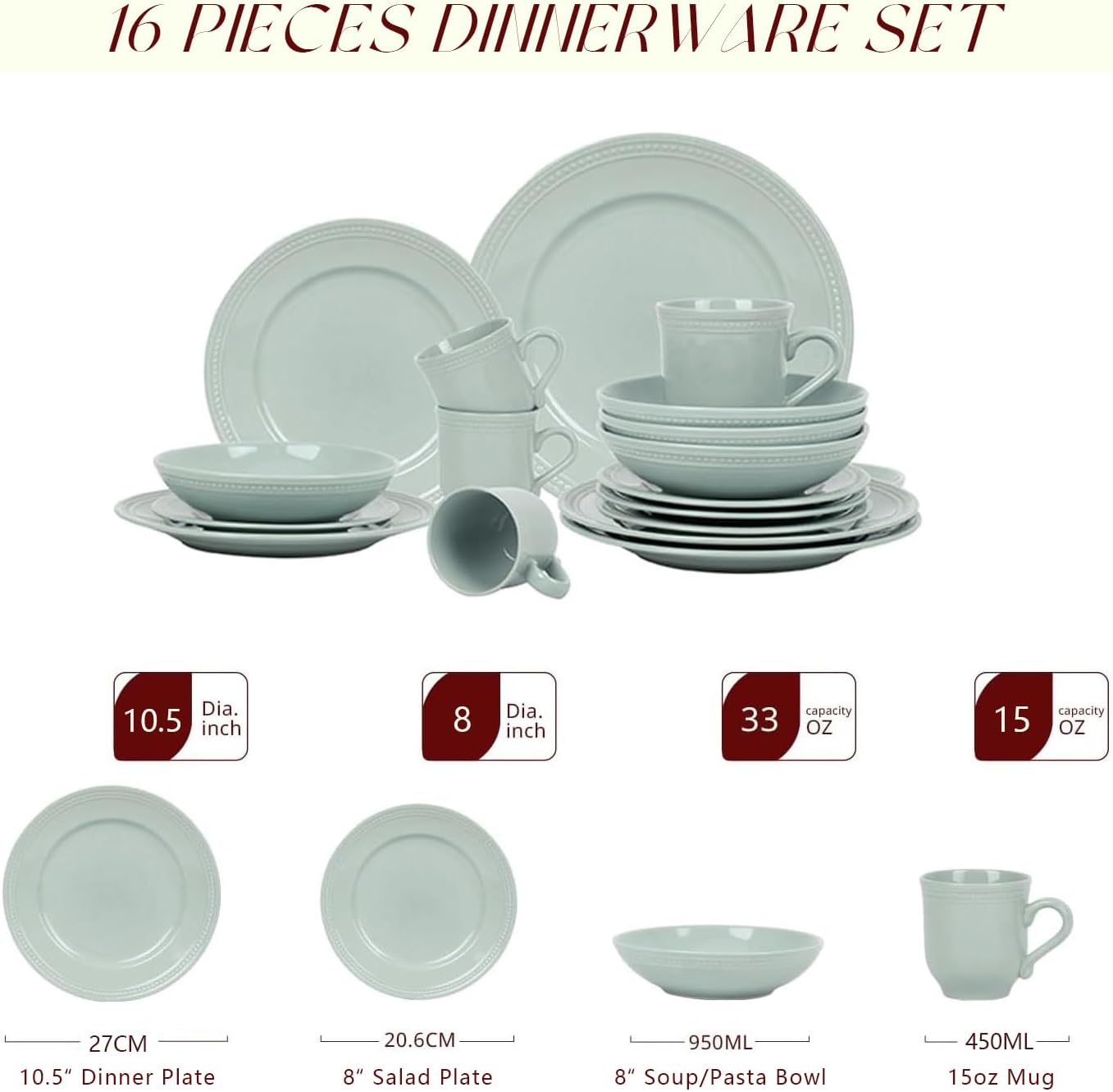Pearl Dots Stoneware Dinnerware Set
