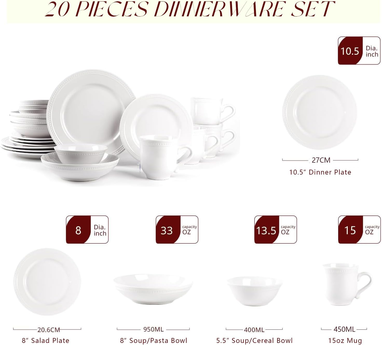 Pearl Dots Stoneware Dinnerware Set