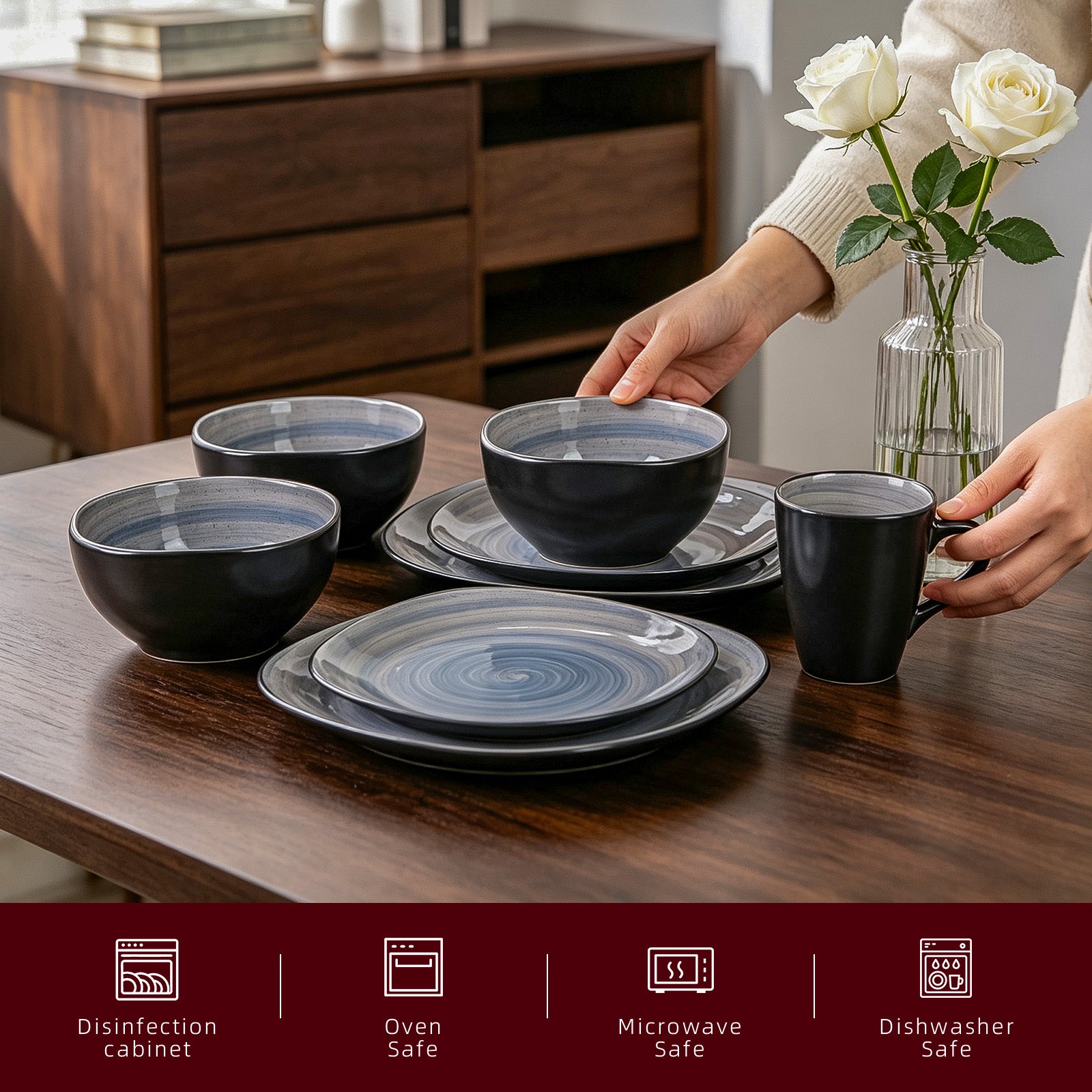 Stoneware Square Dinnerware Set