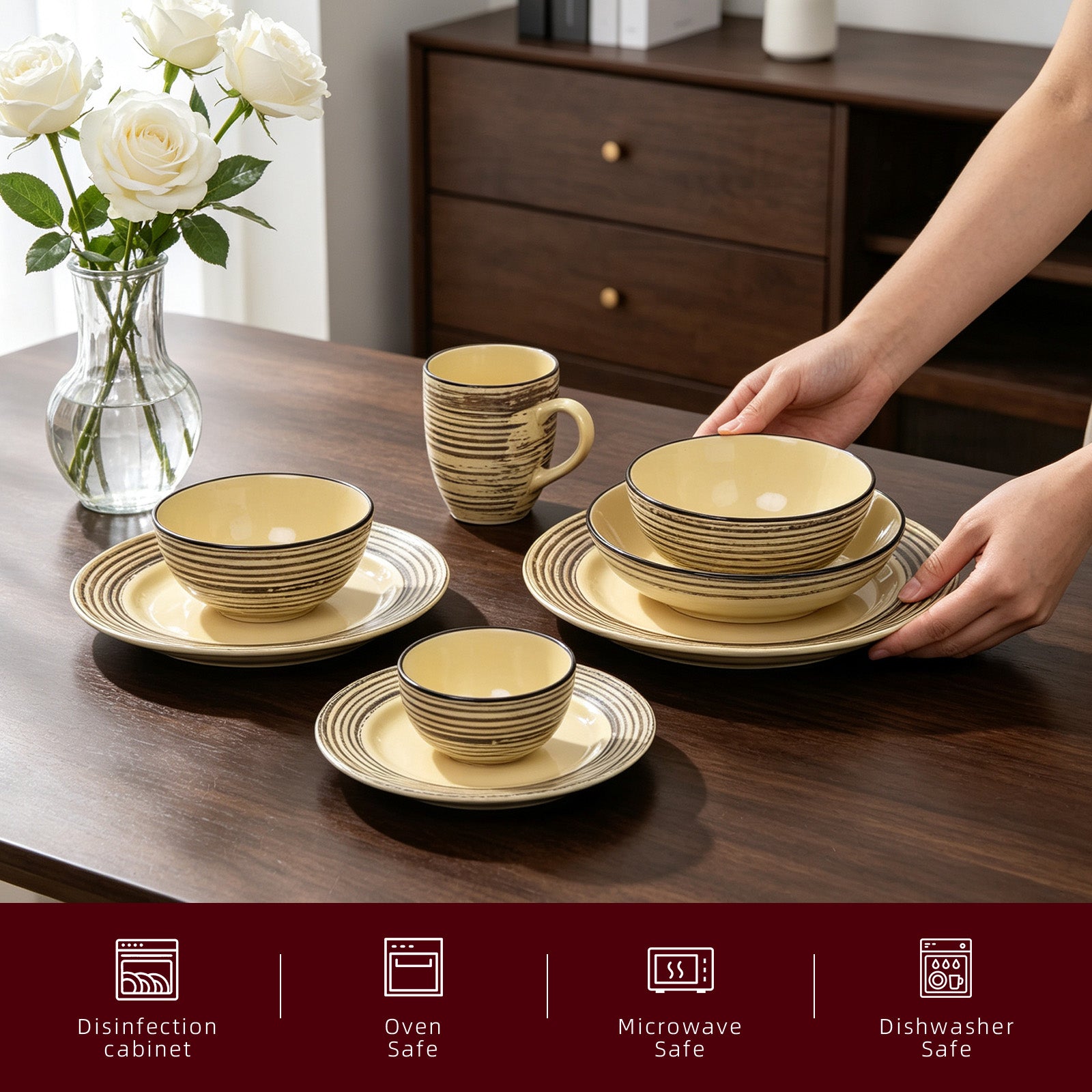 Stoneware Handcrafted Tree Bark Effected Glaze Dinnerware Set