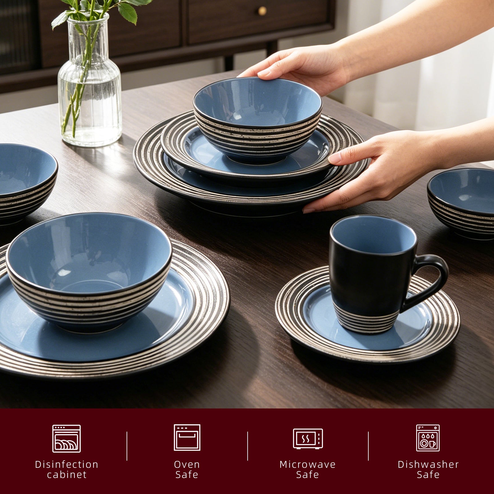 Stoneware Handcrafted Tree Bark Effected Glaze Dinnerware Set