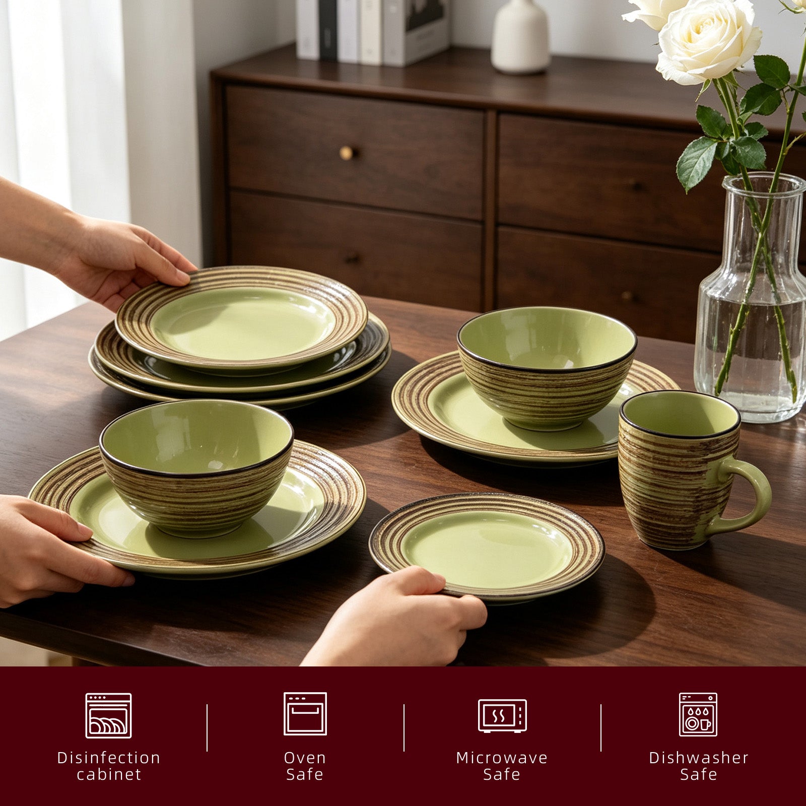 Stoneware Handcrafted Tree Bark Effected Glaze Dinnerware Set