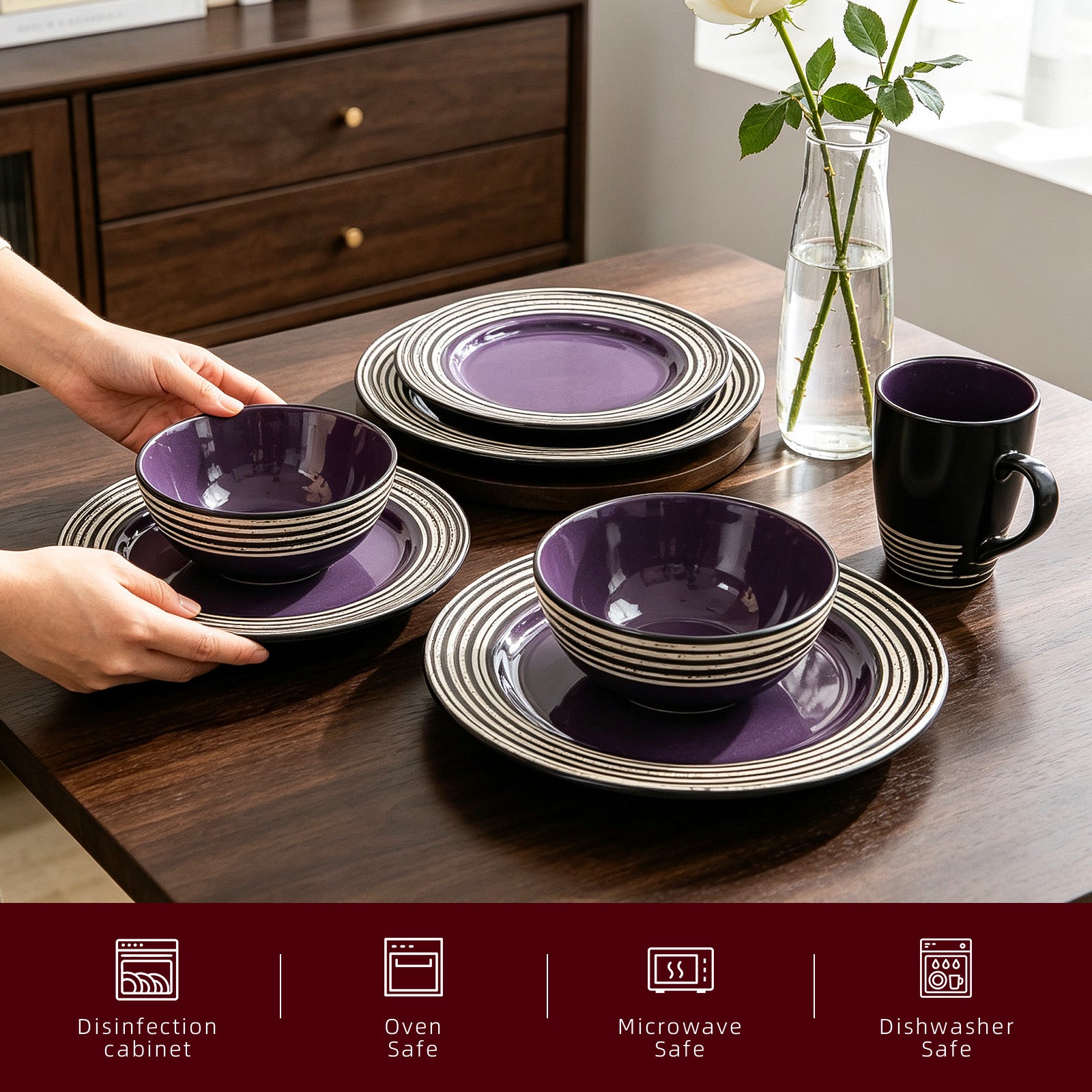 Stoneware Handcrafted Tree Bark Effected Glaze Dinnerware Set