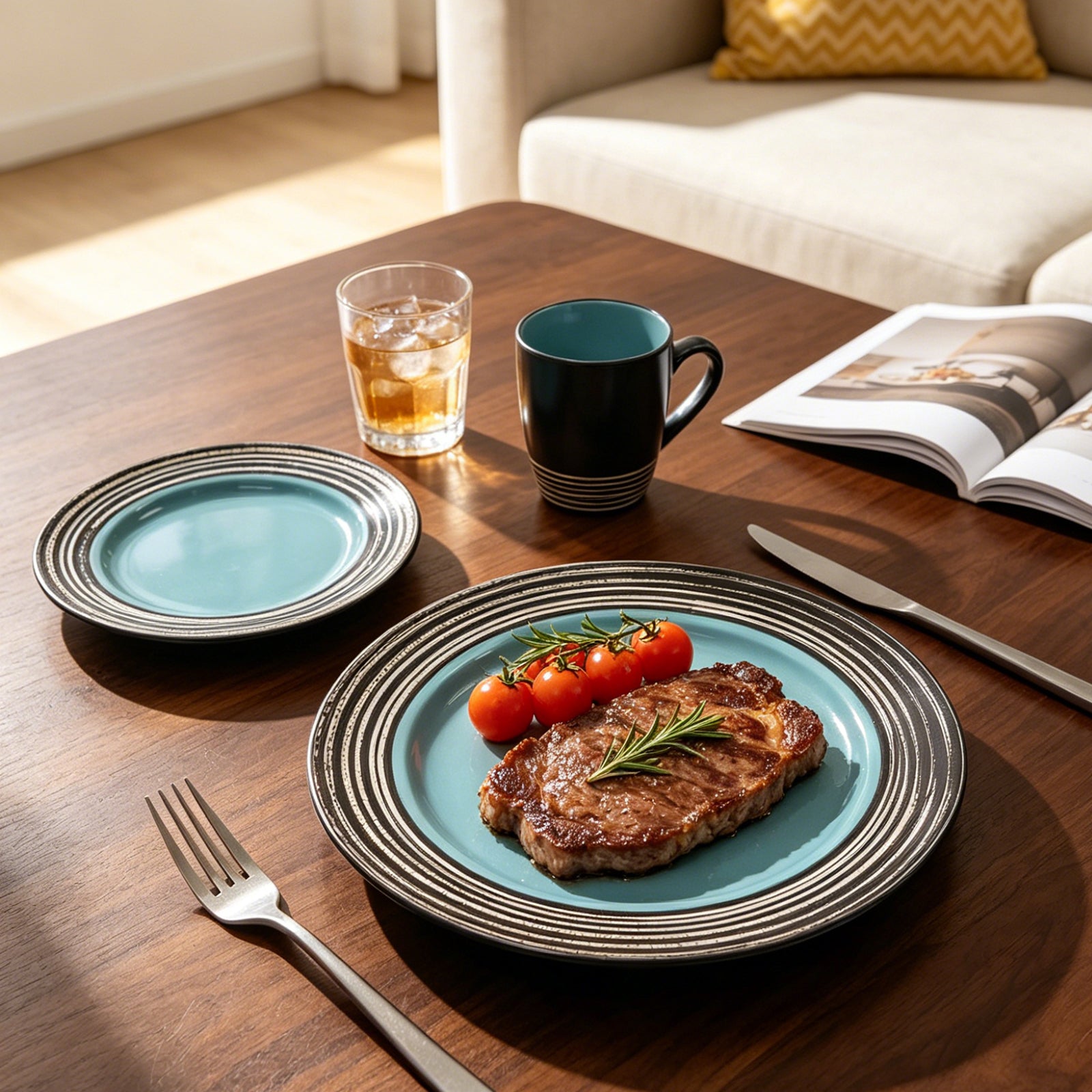 Stoneware Handcrafted Tree Bark Effected Glaze Dinnerware Set