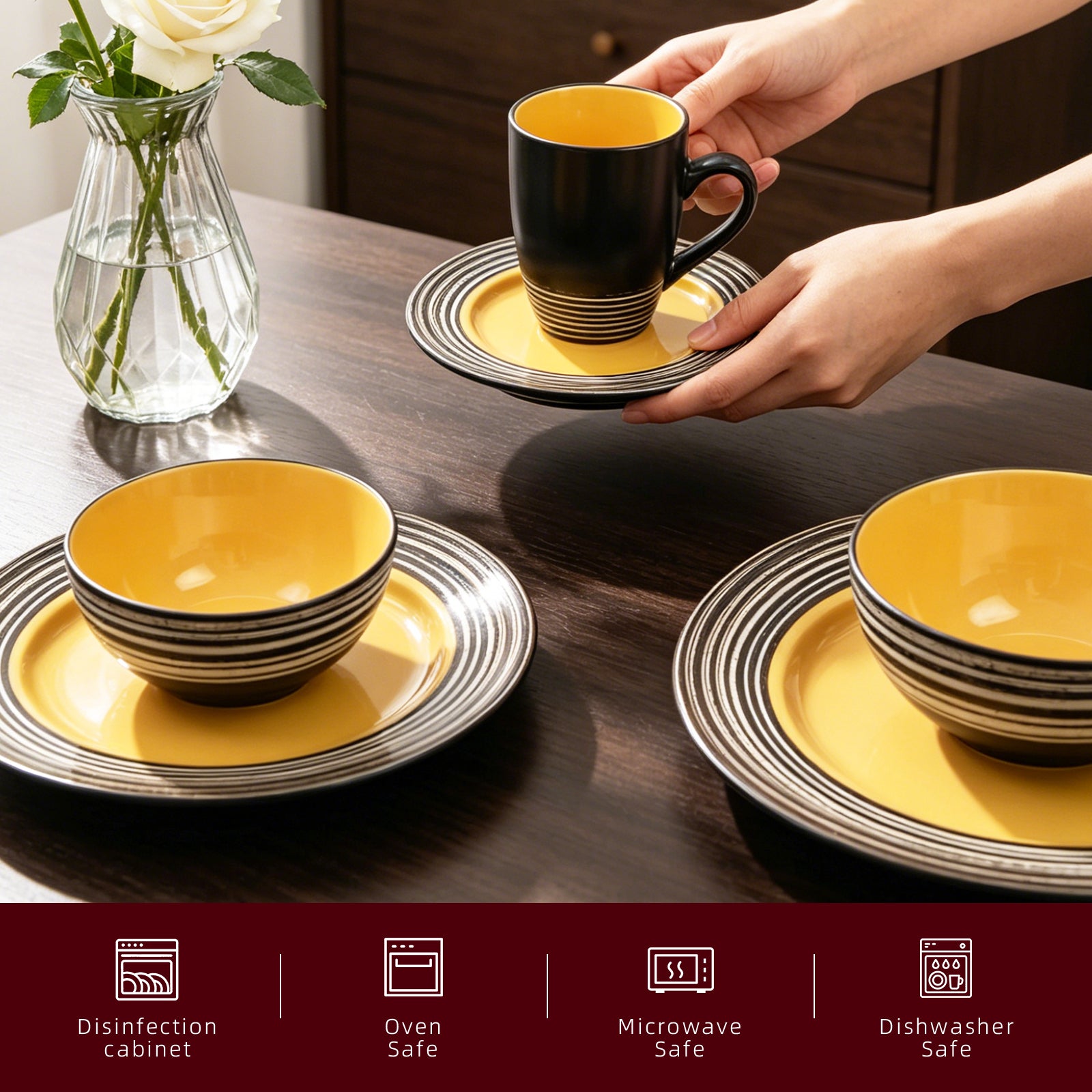 Stoneware Handcrafted Tree Bark Effected Glaze Dinnerware Set