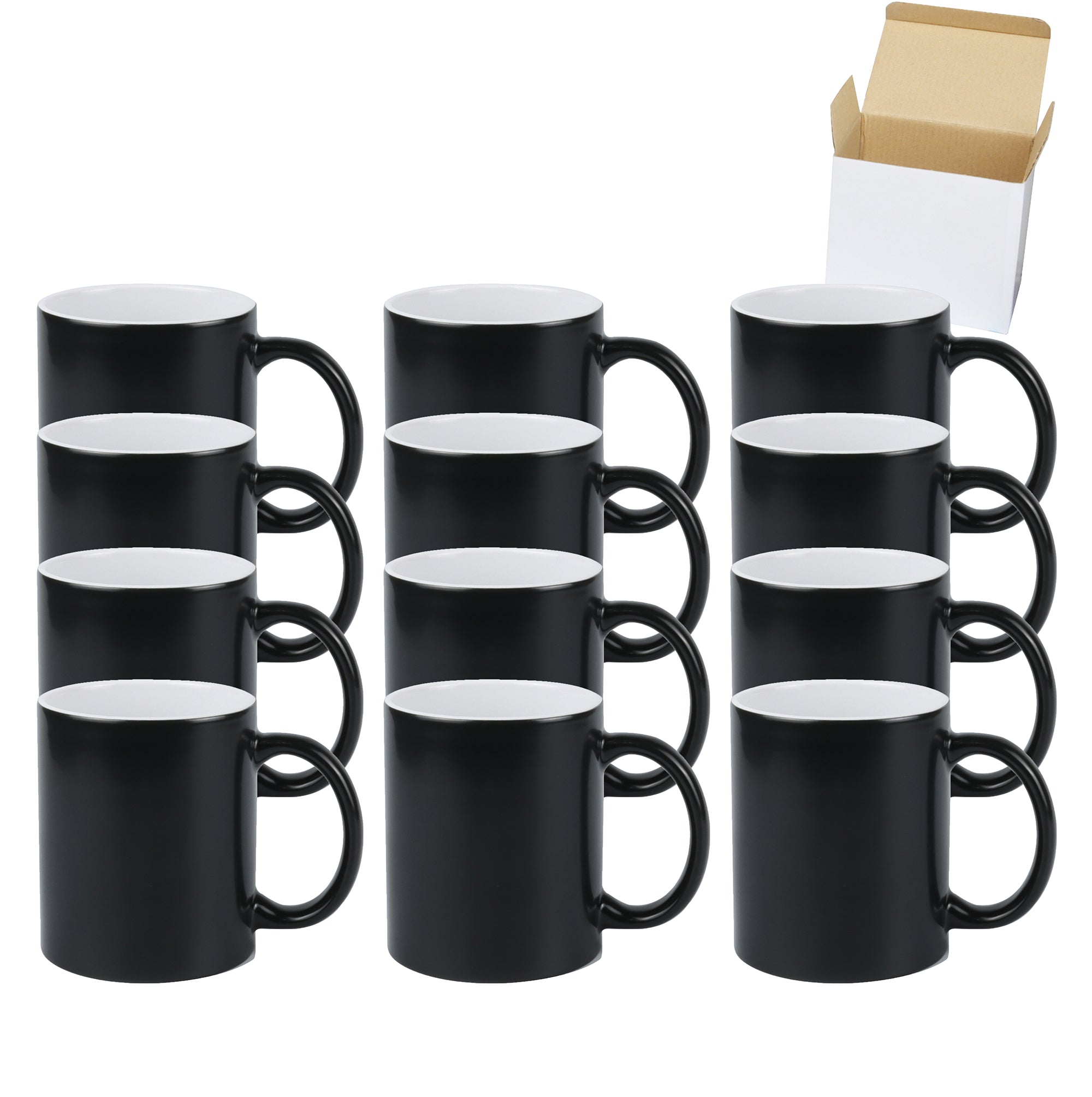 11oz Color Changing Sublimation Mug Blanks - Magic Heat Changing Coffee Mugs Bulk Black / 12-Piece