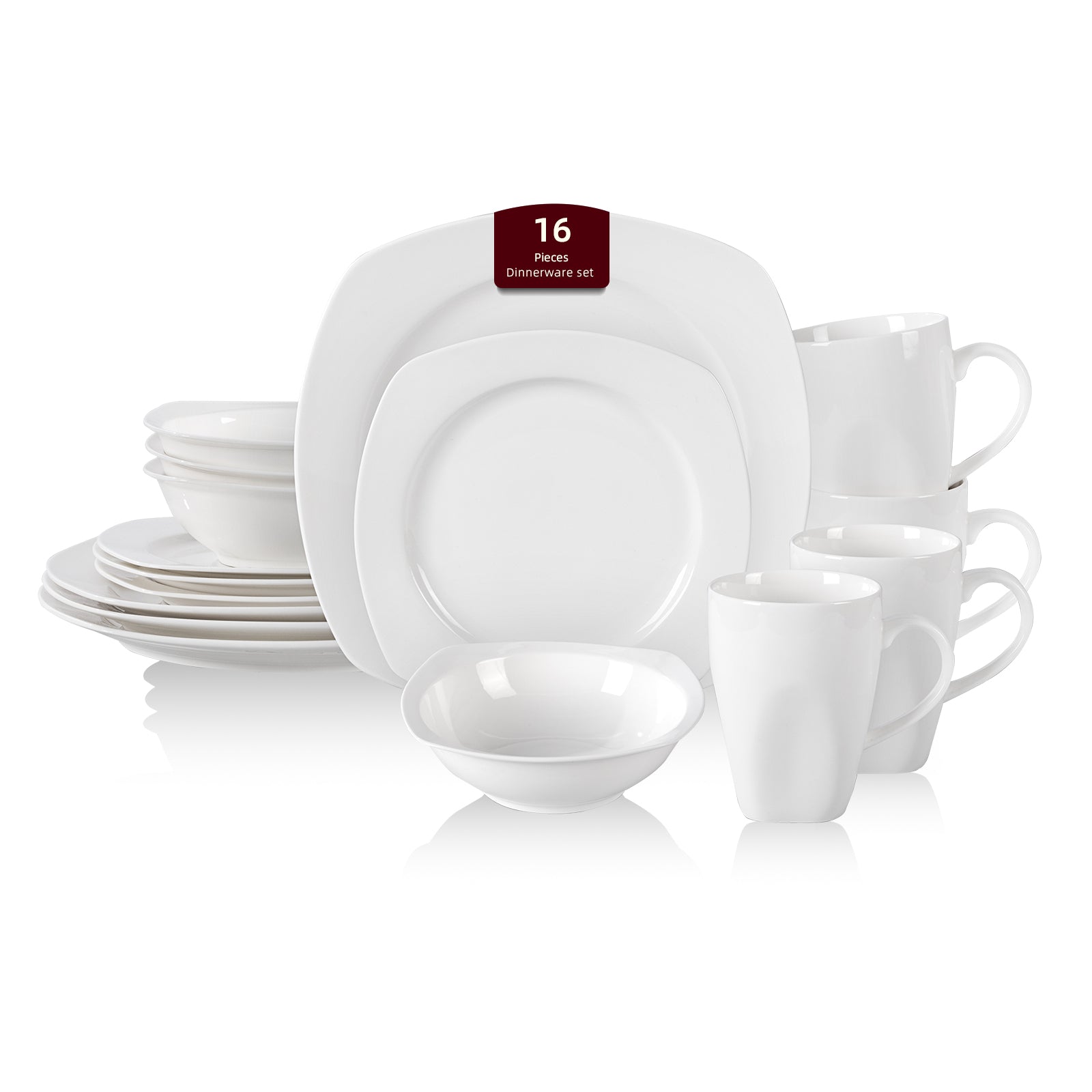 Bone China Square Coupe Shape Dinnerware Set