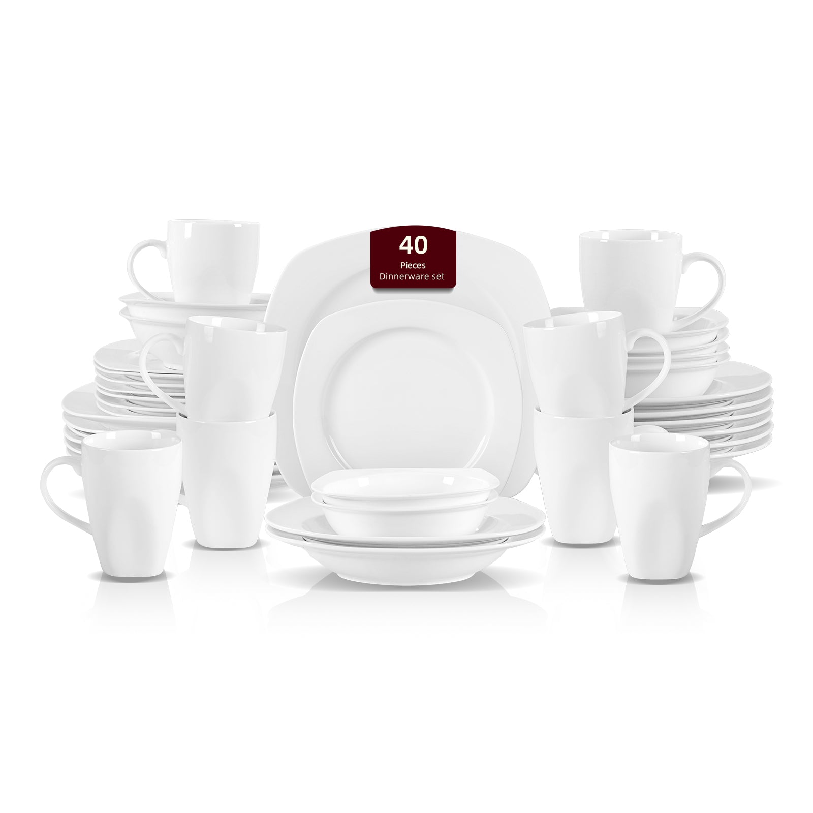 Bone China Square Coupe Shape Dinnerware Set