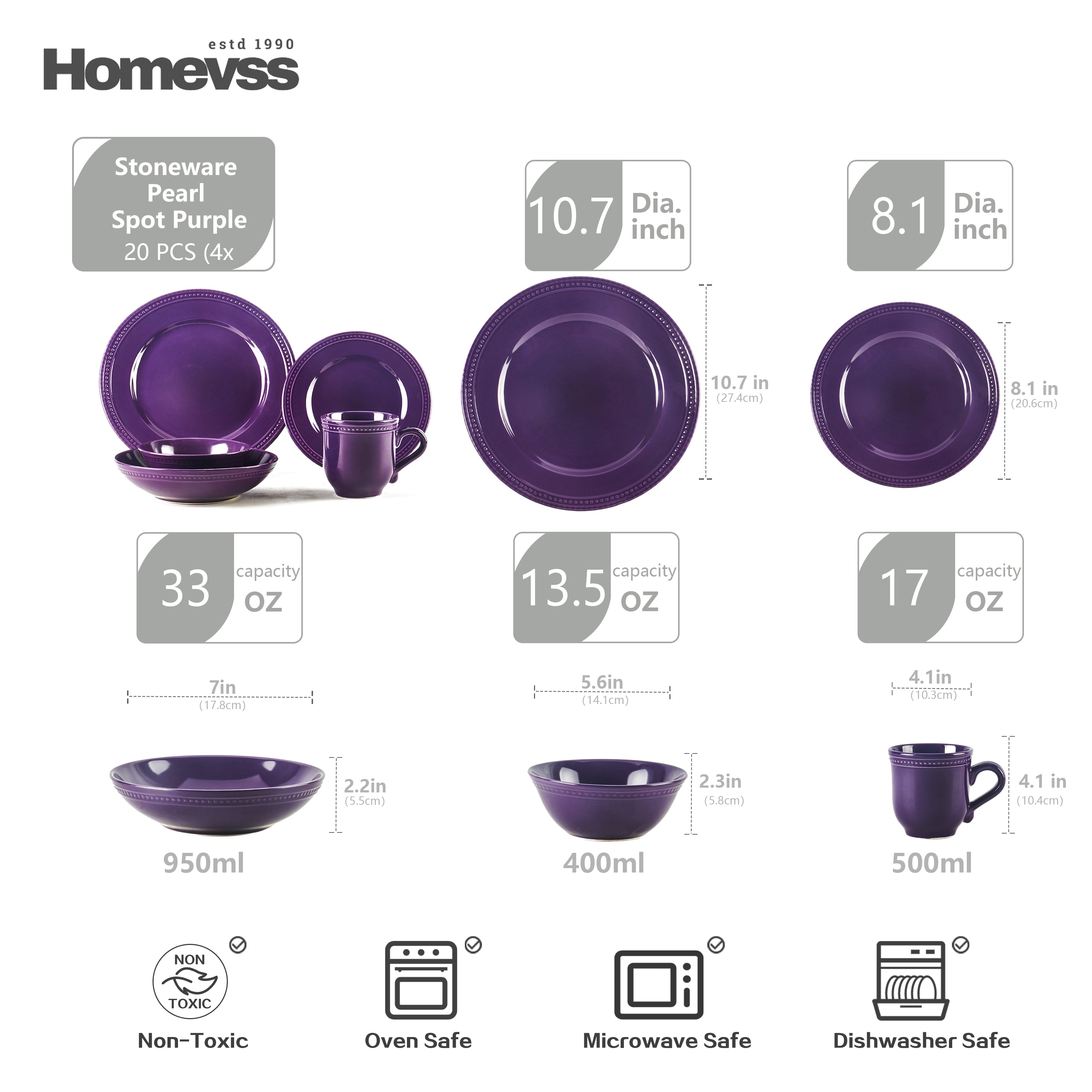 Pearl Dots Stoneware Dinnerware Set