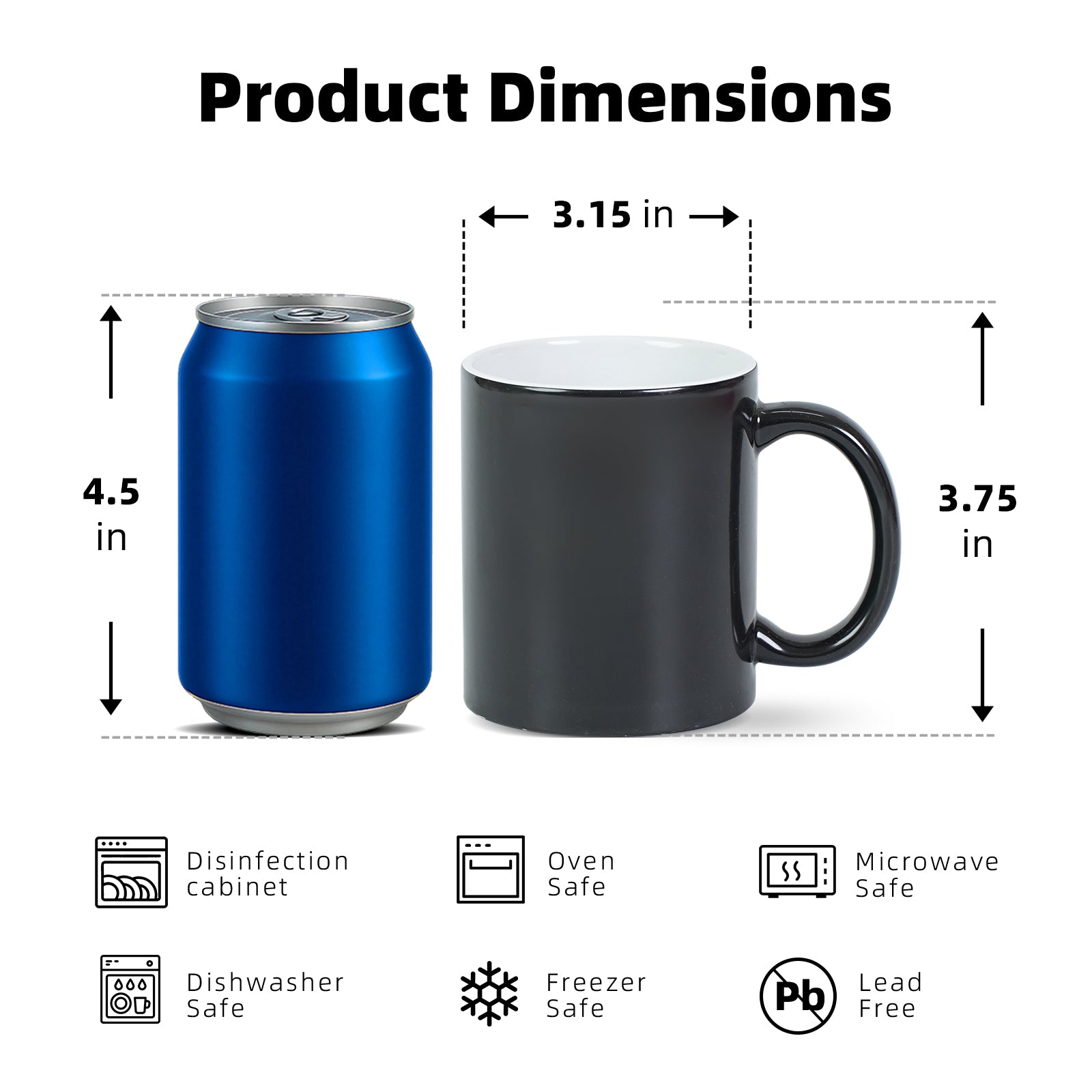11oz Color Changing Sublimation Mug Blanks, in white gift box