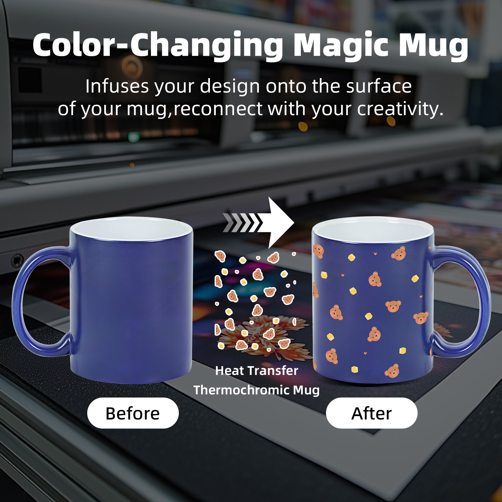 11oz Color Changing Sublimation Mug Blanks, in white gift box