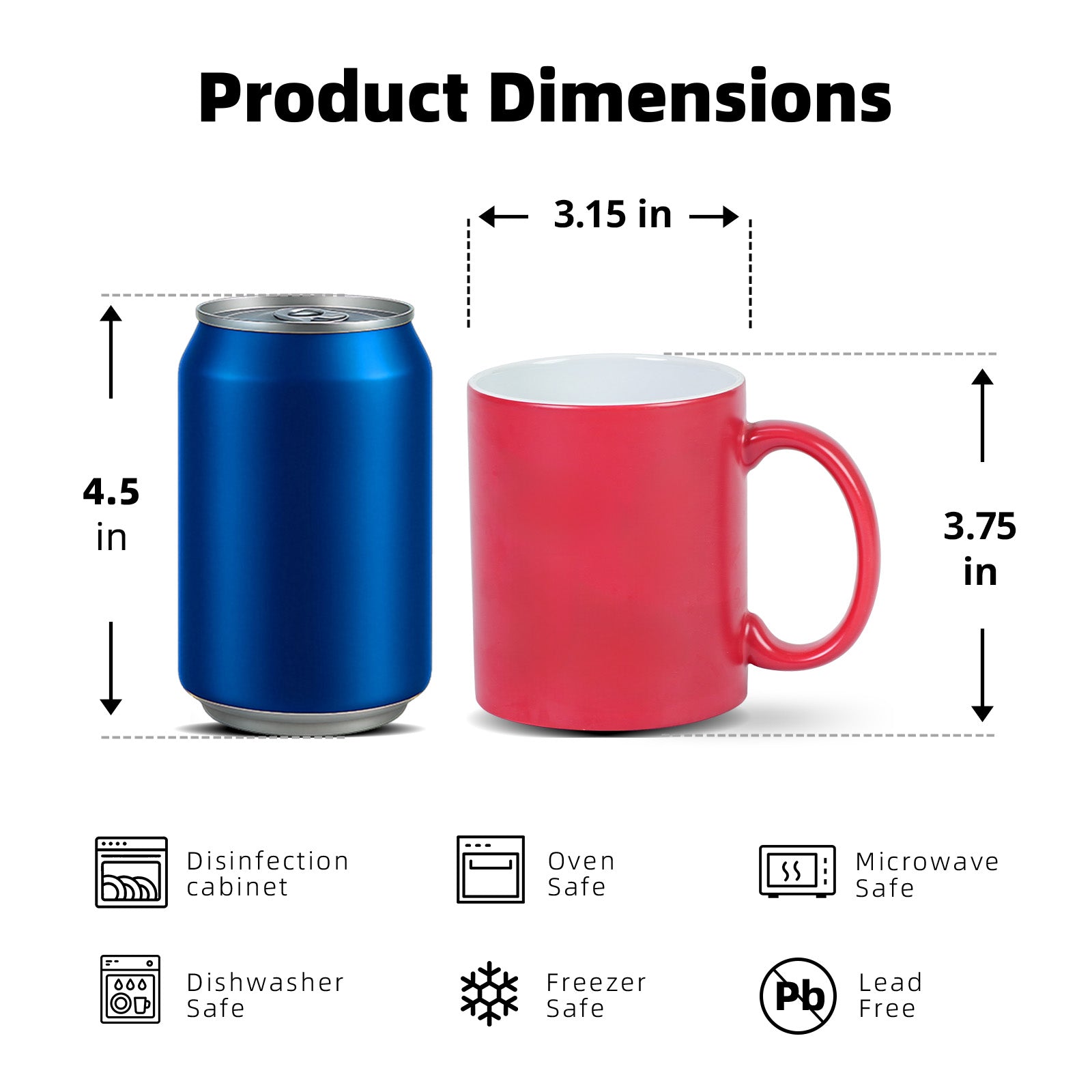 11oz Color Changing Sublimation Mug Blanks, in white gift box