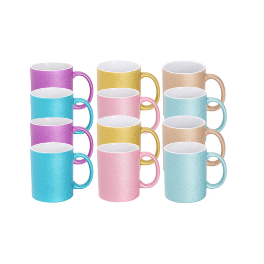 Stoneware 11oz Sublimation Mug, 6 Assorted Sparking Colors