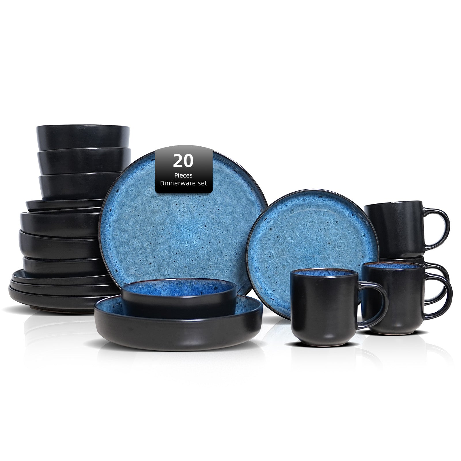Euro-Nordic Stoneware Dinnerware Set, Reactive Glaze