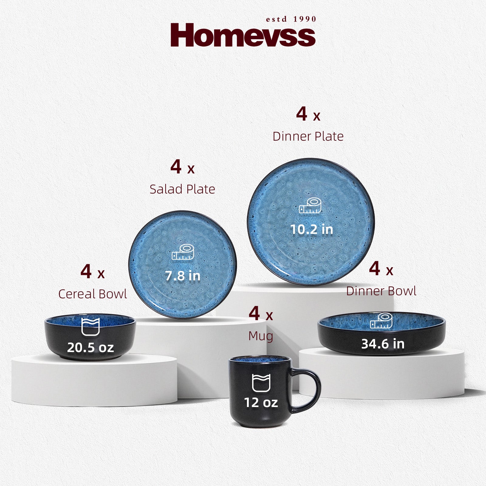 Euro-Nordic Stoneware Dinnerware Set, Reactive Glaze
