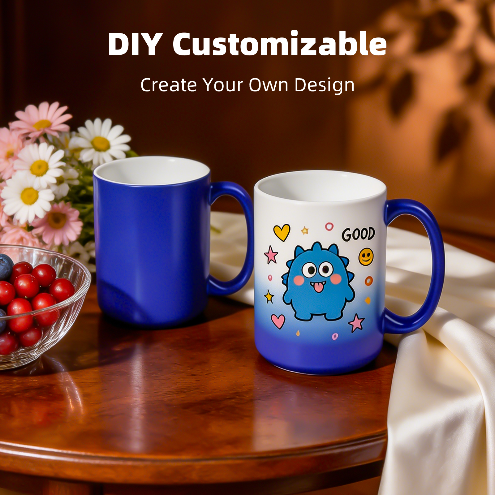 15oz Color-Changing Stoneware Sublimation Mug Blanks, in white gift box