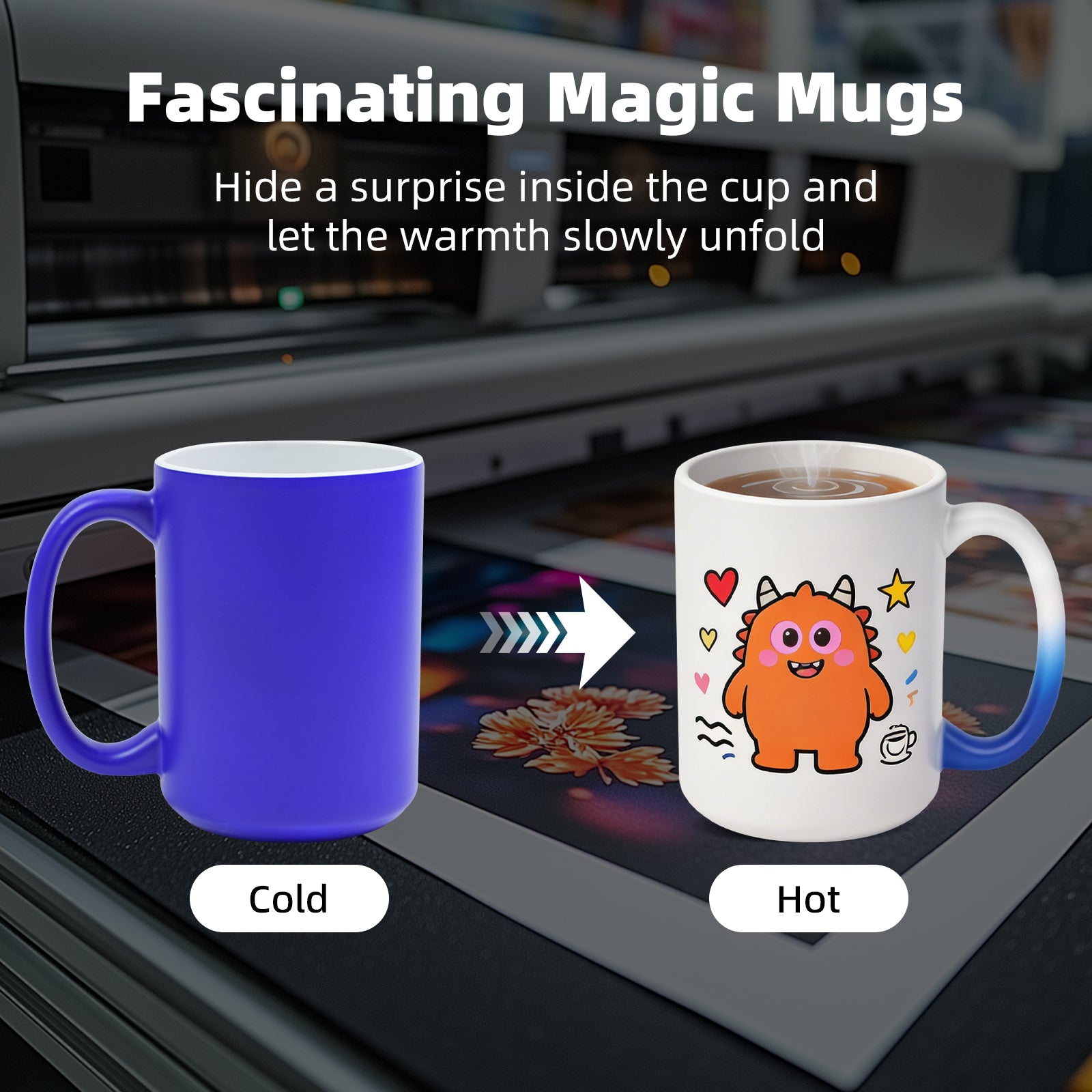 15oz Color-Changing Stoneware Sublimation Mug Blanks, in white gift box