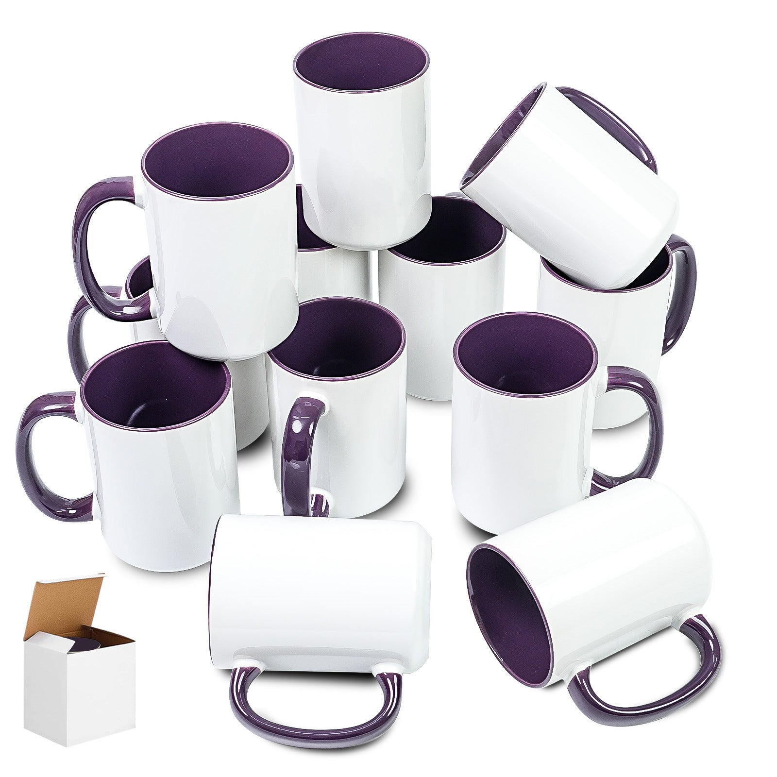 15oz Stoneware Sublimation Mug Blanks, in white gift box