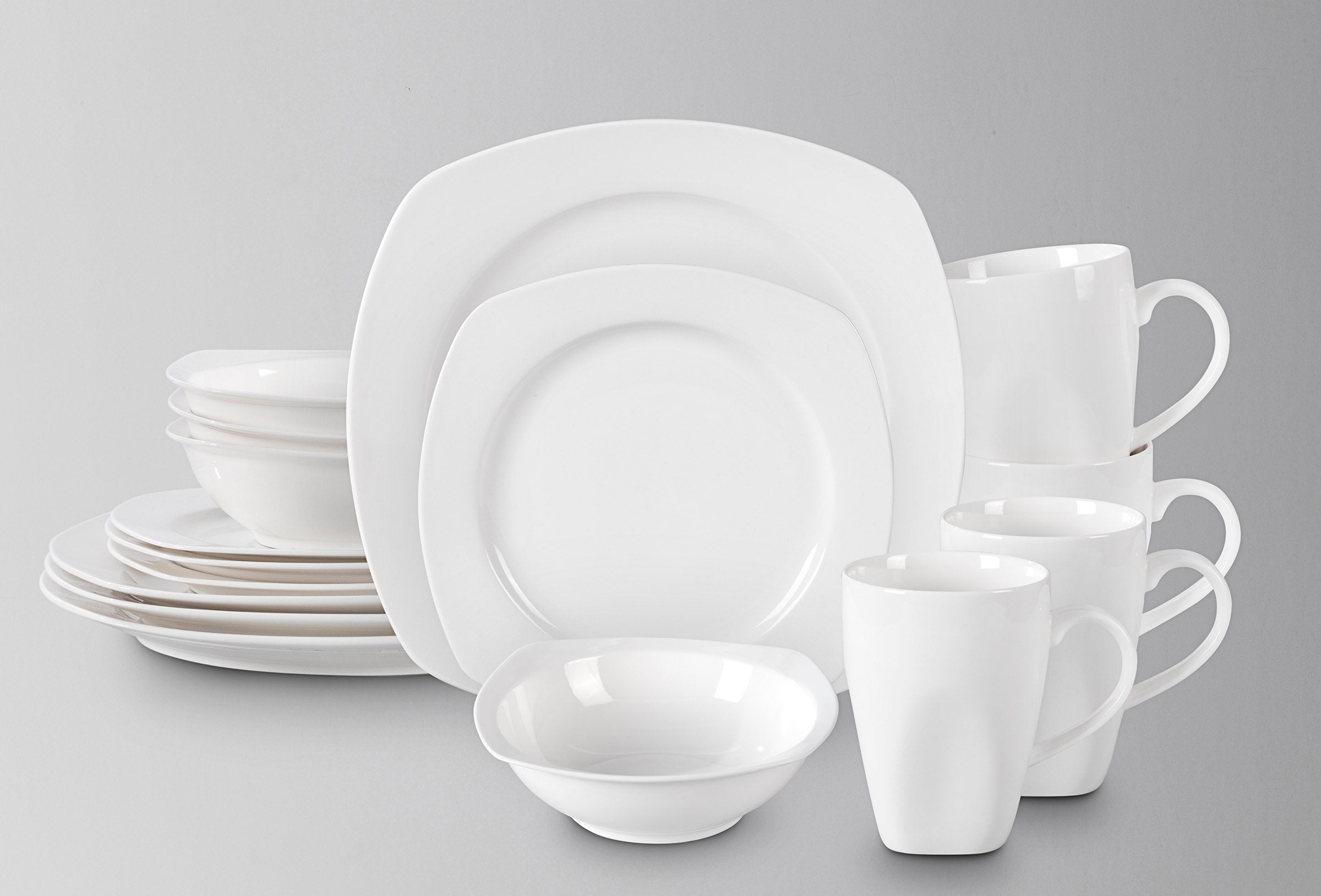 Bone China Square Coupe Shape Dinnerware Set