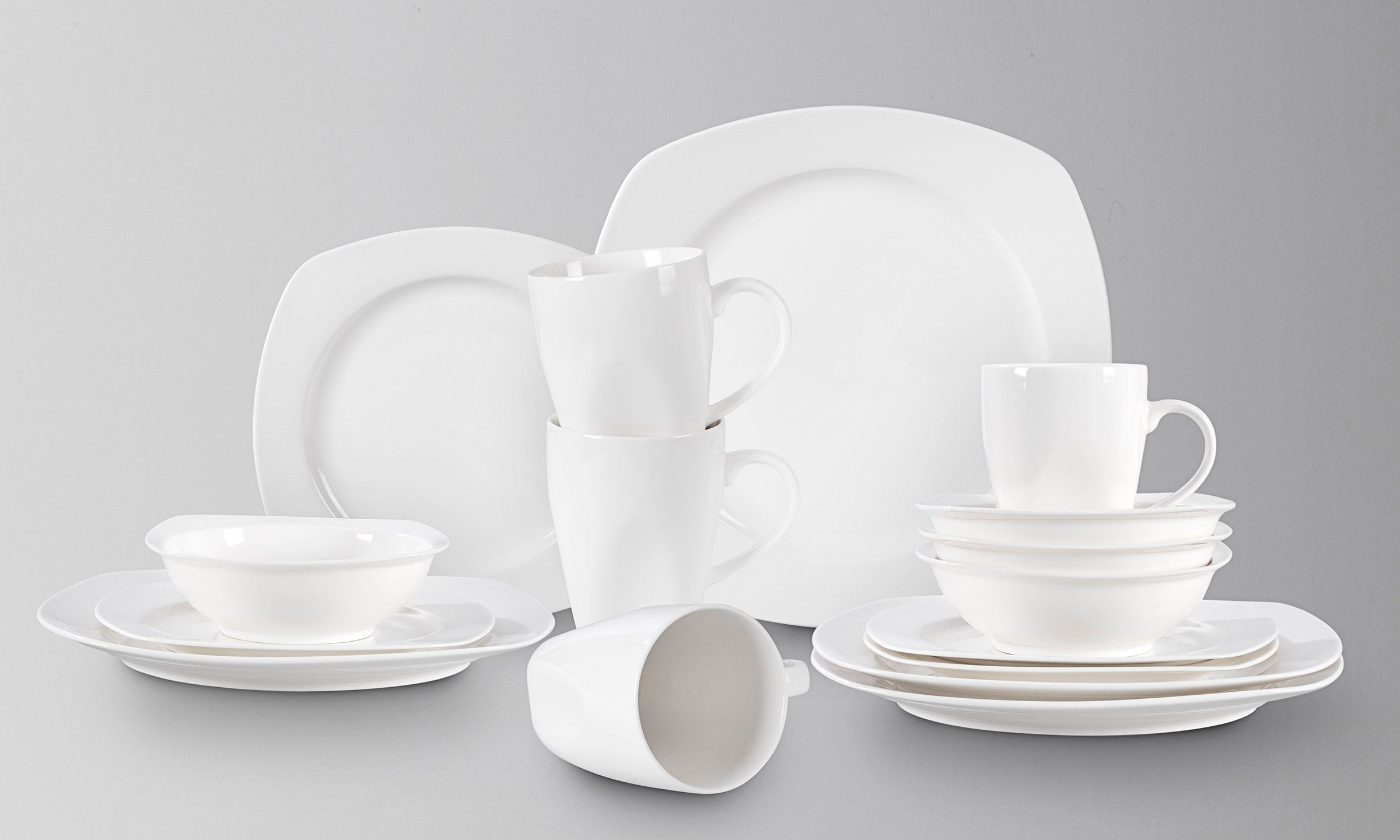 Bone China Square Coupe Shape Dinnerware Set