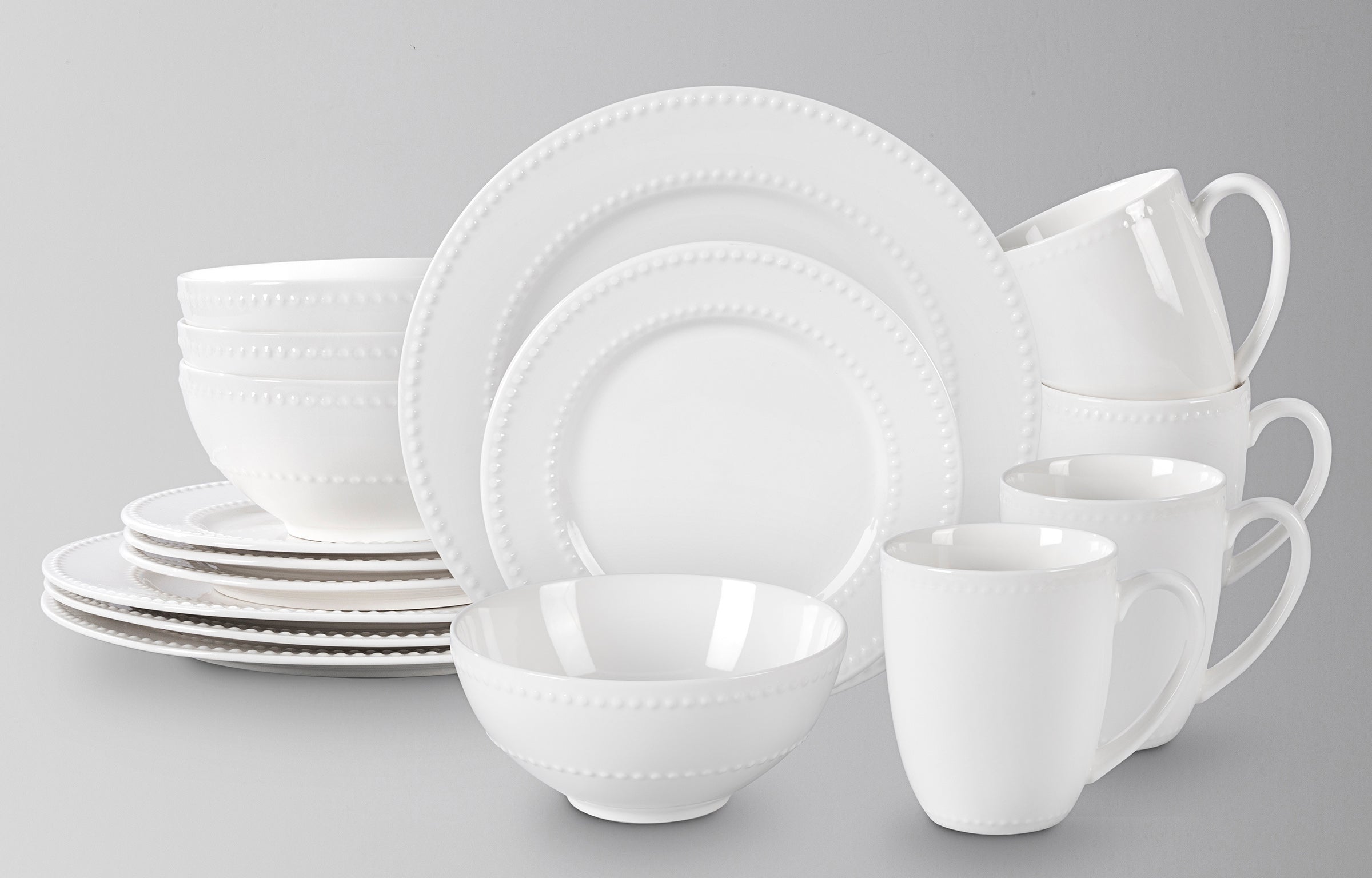 Bone China Embossed Pearl Dots Dinnerware Set