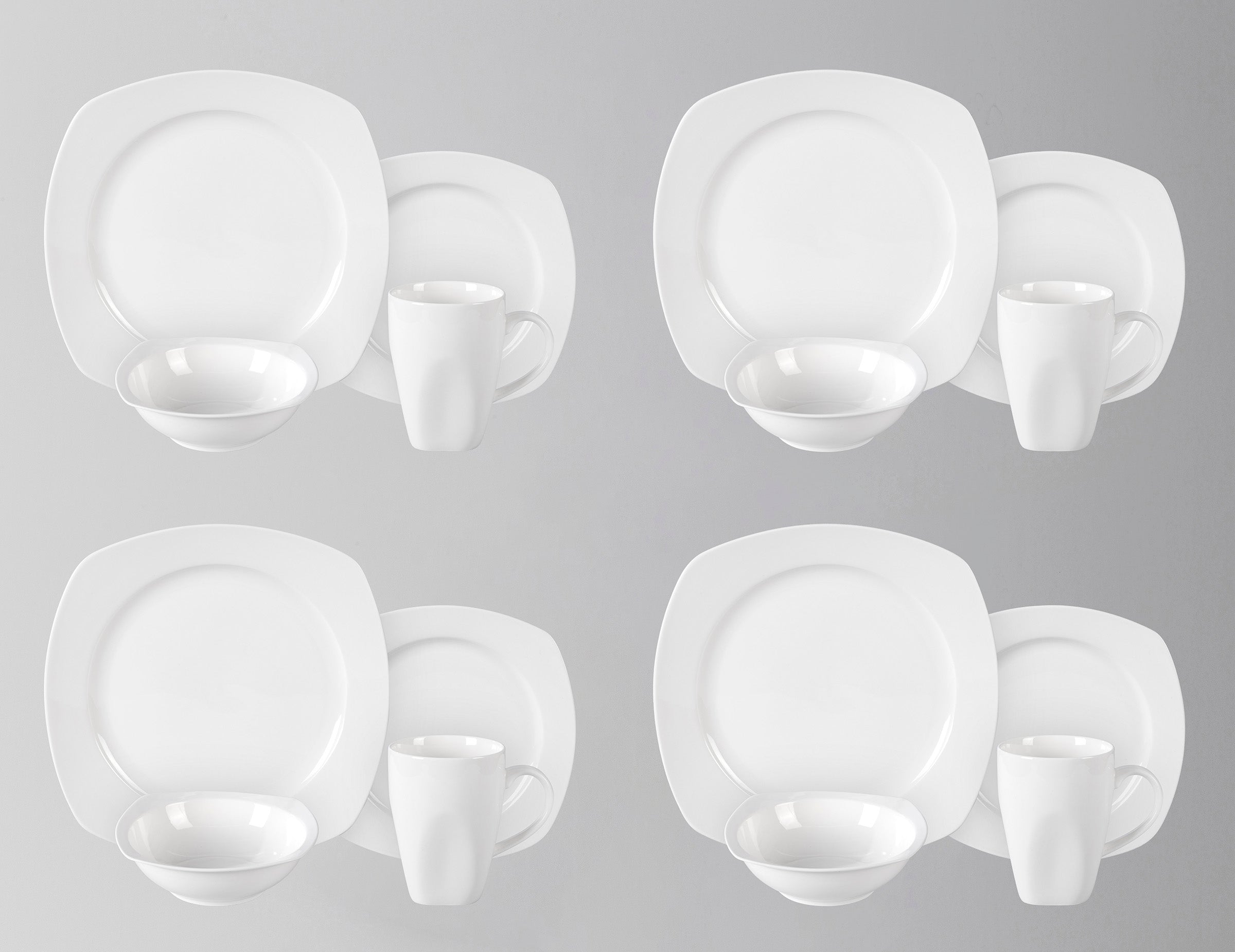 Bone China Square Coupe Shape Dinnerware Set