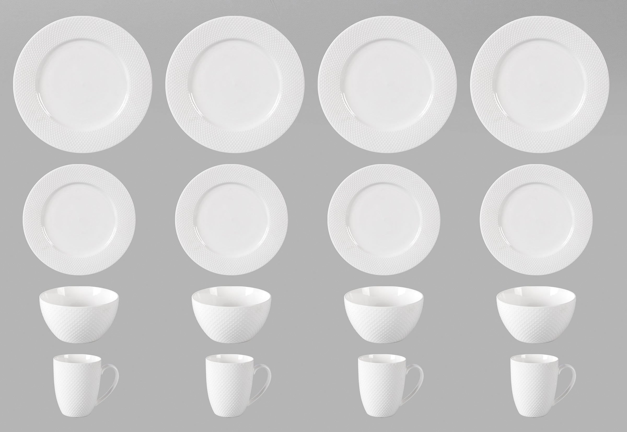 Bone China Embossed Rain Drops Dinnerware Set