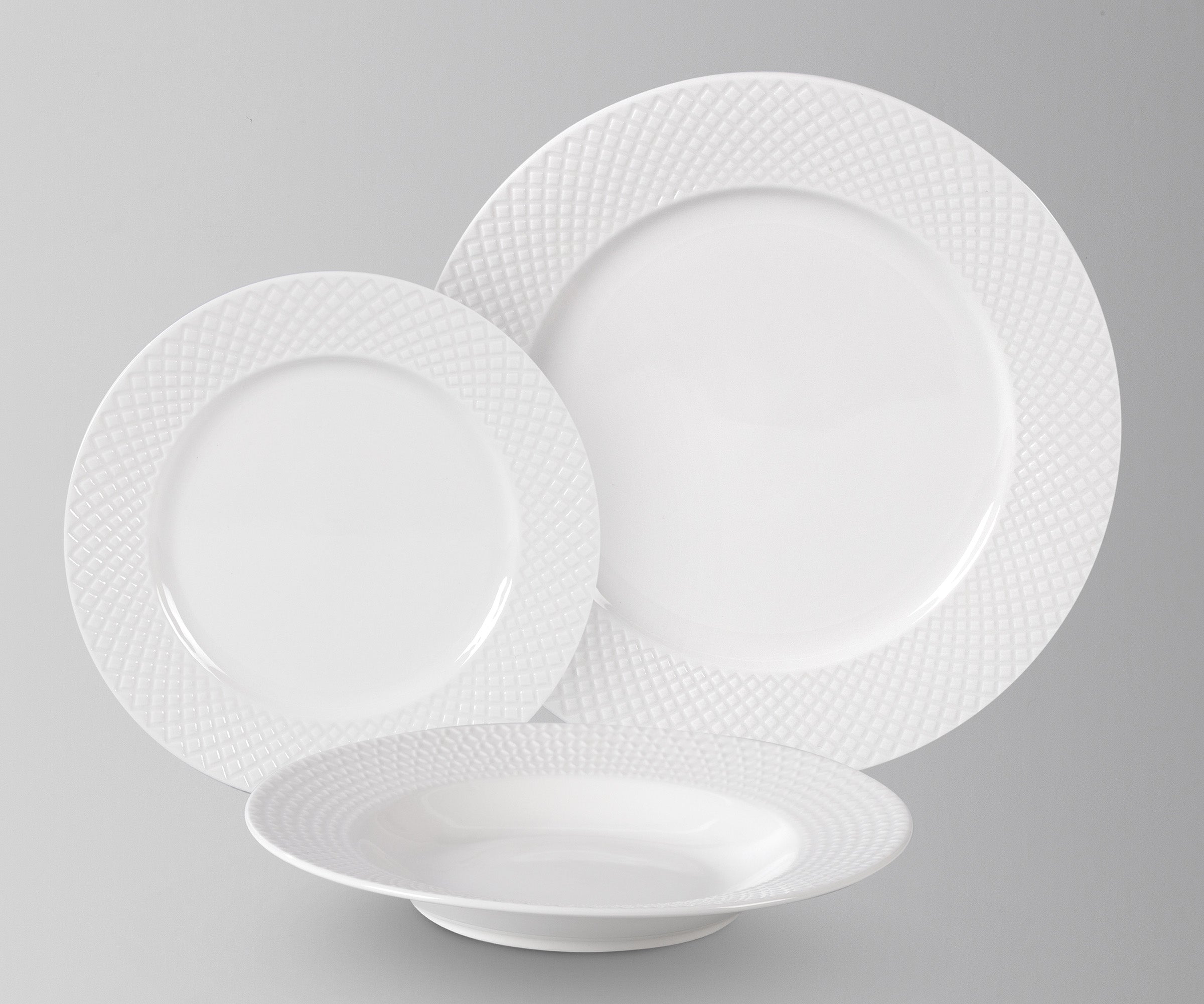 Bone China Embossed Diamond Dinnerware Set