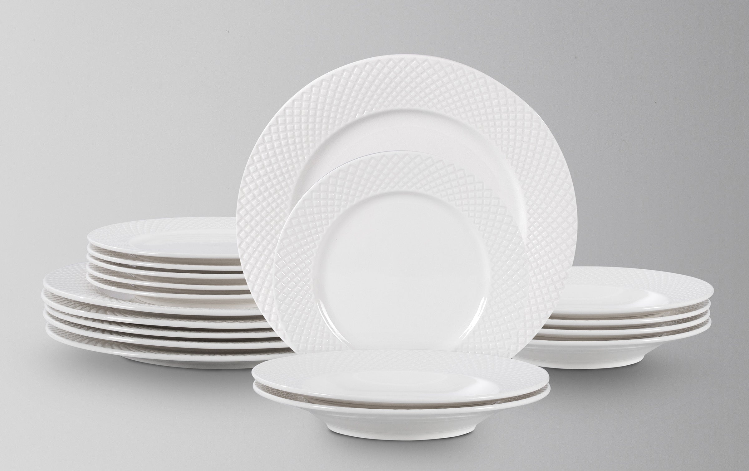 Bone China Embossed Diamond Dinnerware Set