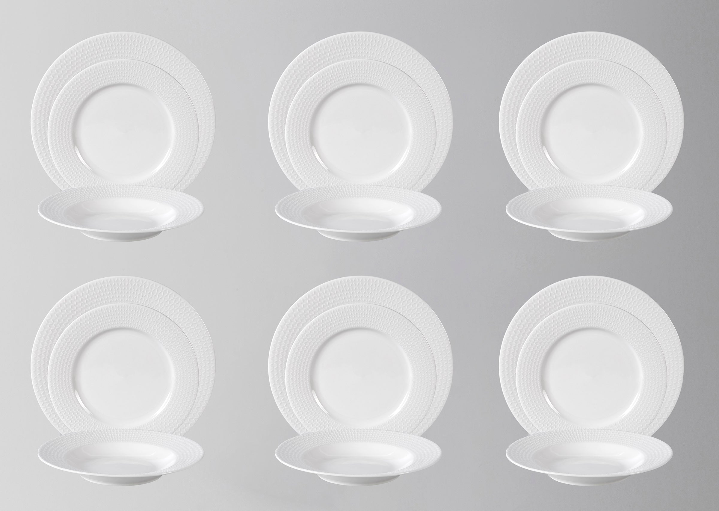 Bone China Embossed Waves 18pc Dinnerware Set