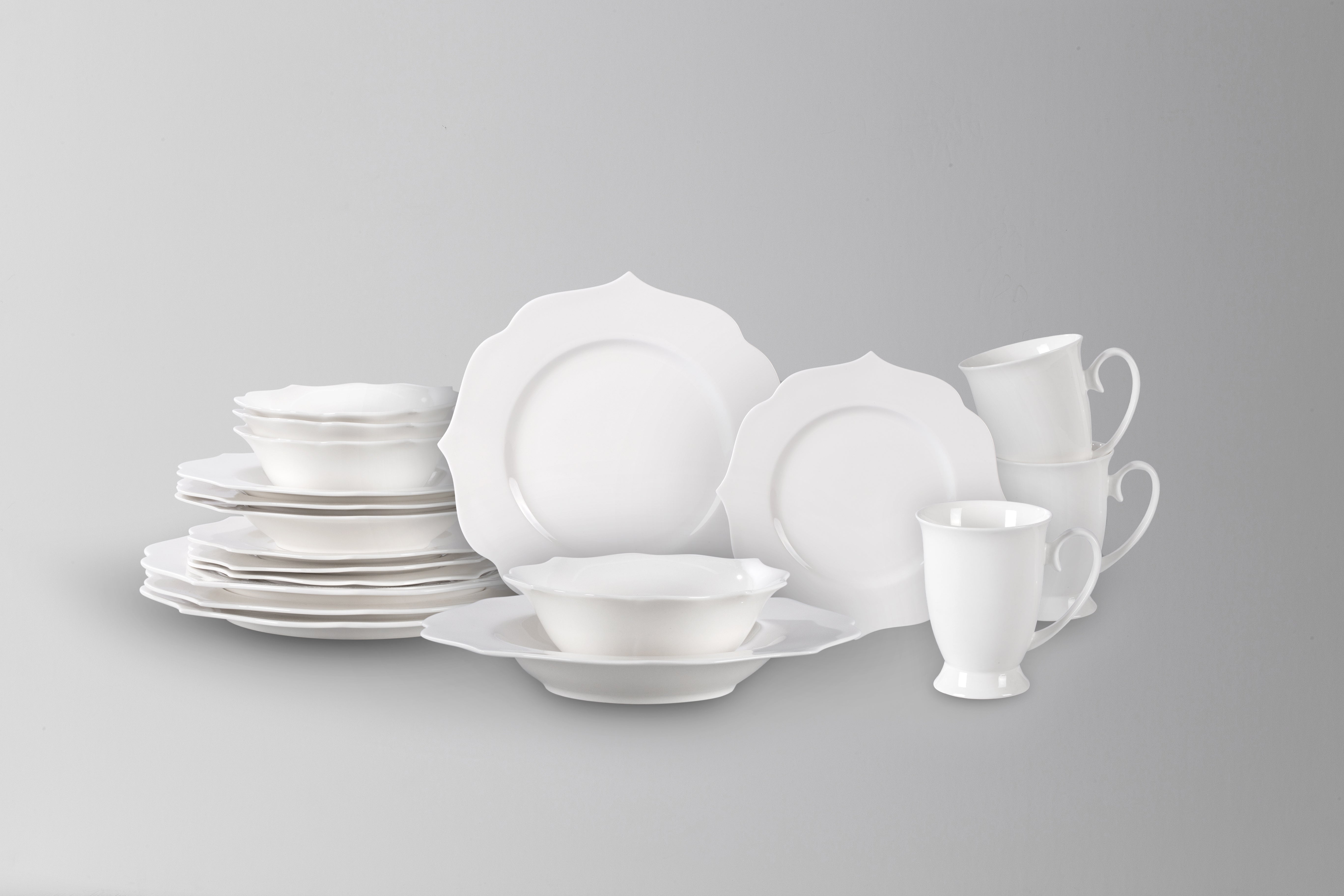 Bone China Embossed Lotus Dinnerware Set