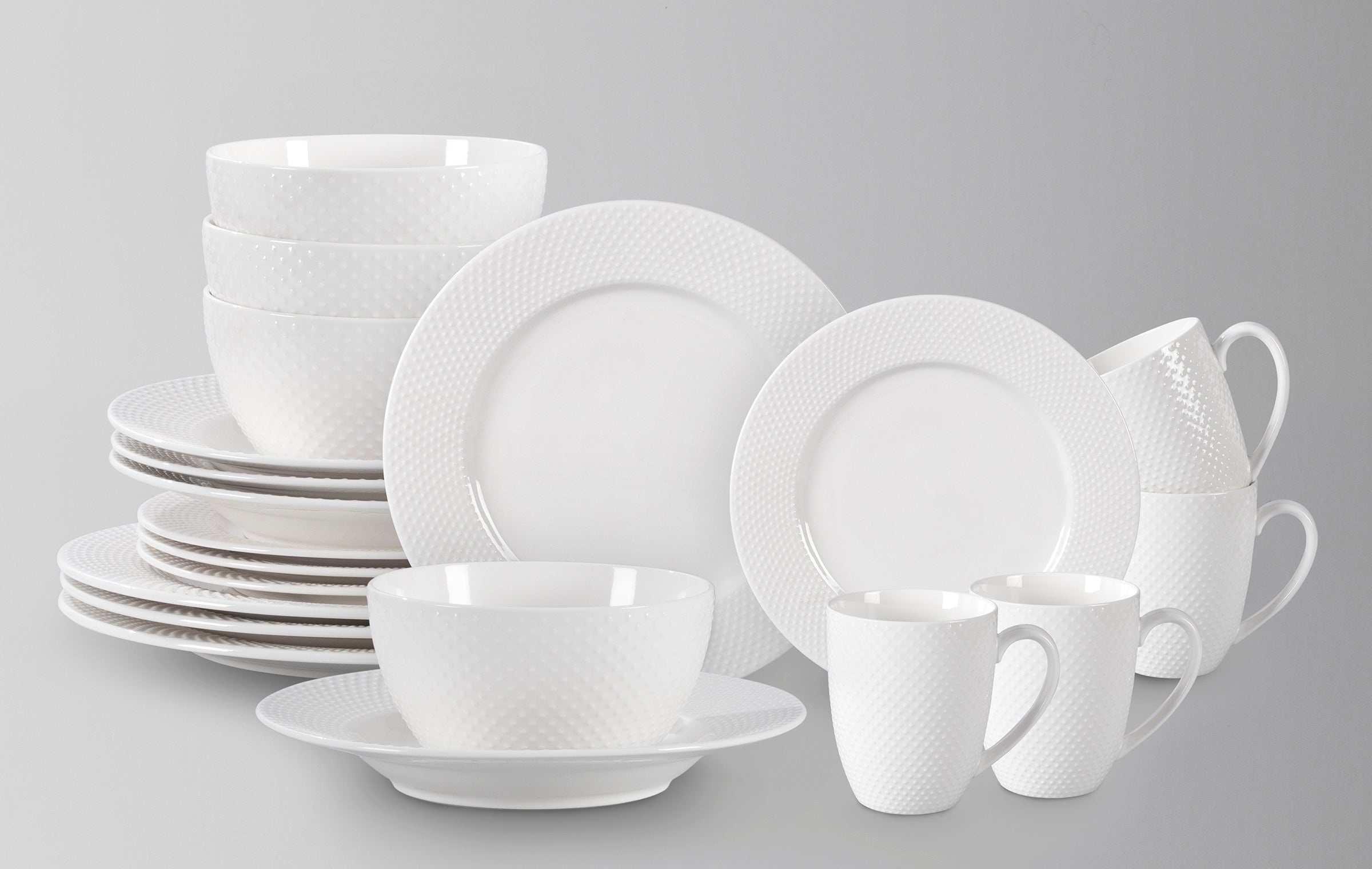 Bone China Embossed Rain Drops Dinnerware Set