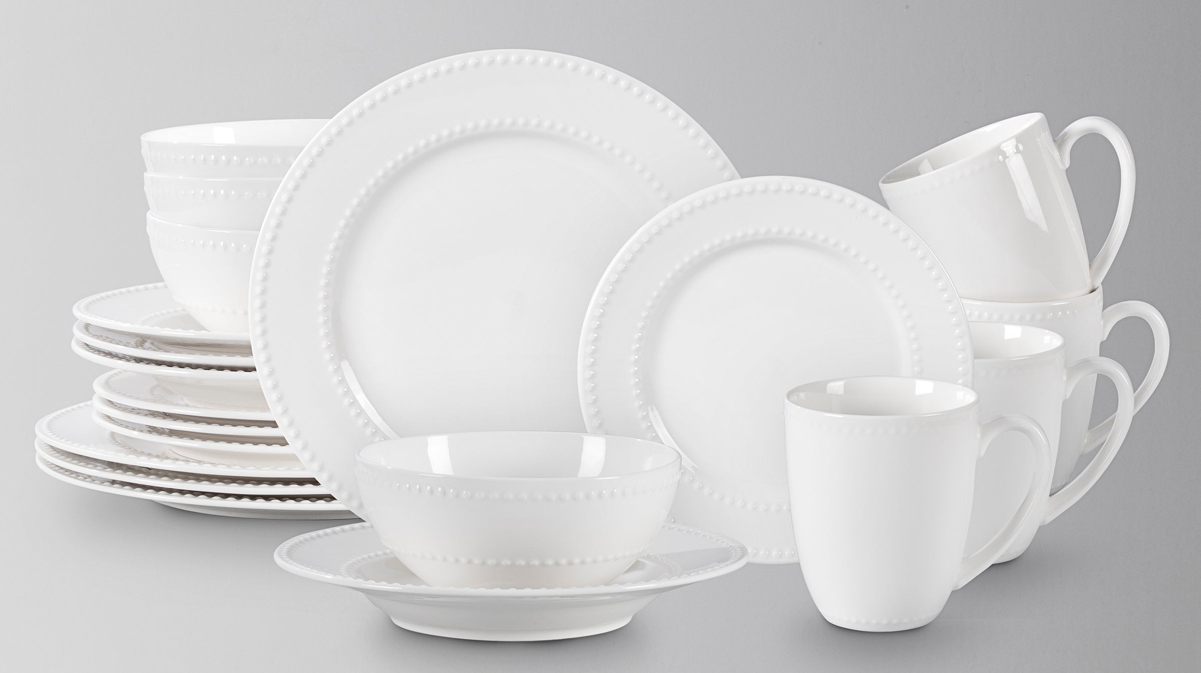 Bone China Embossed Pearl Dots Dinnerware Set