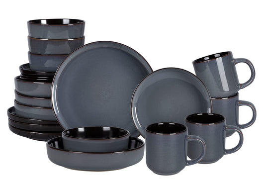 Stoneware Euro-Nordic Style 20pc Dinnerware Set, Reactive Glaze