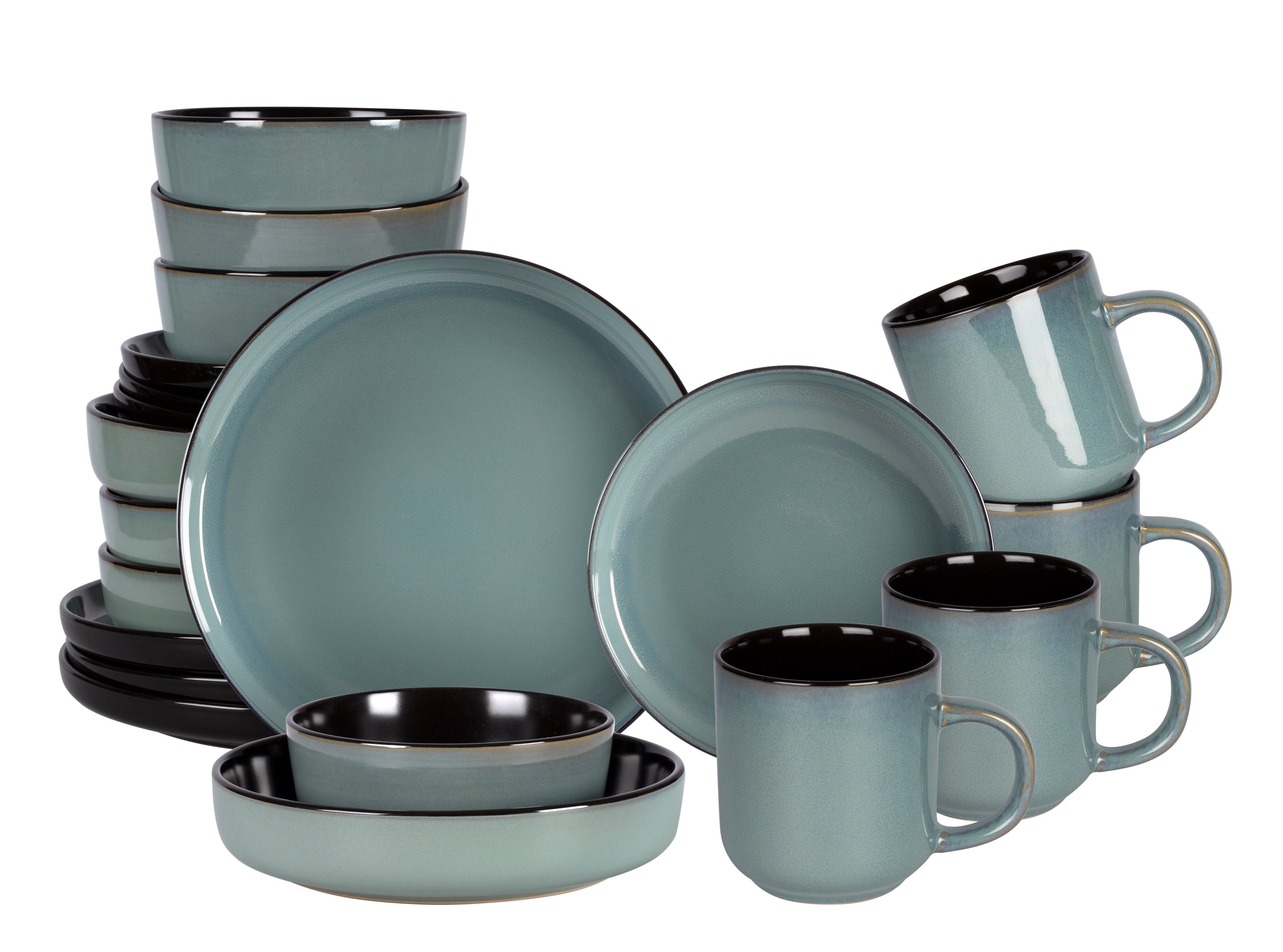 Stoneware Euro-Nordic Style 20pc Dinnerware Set, Reactive Glaze