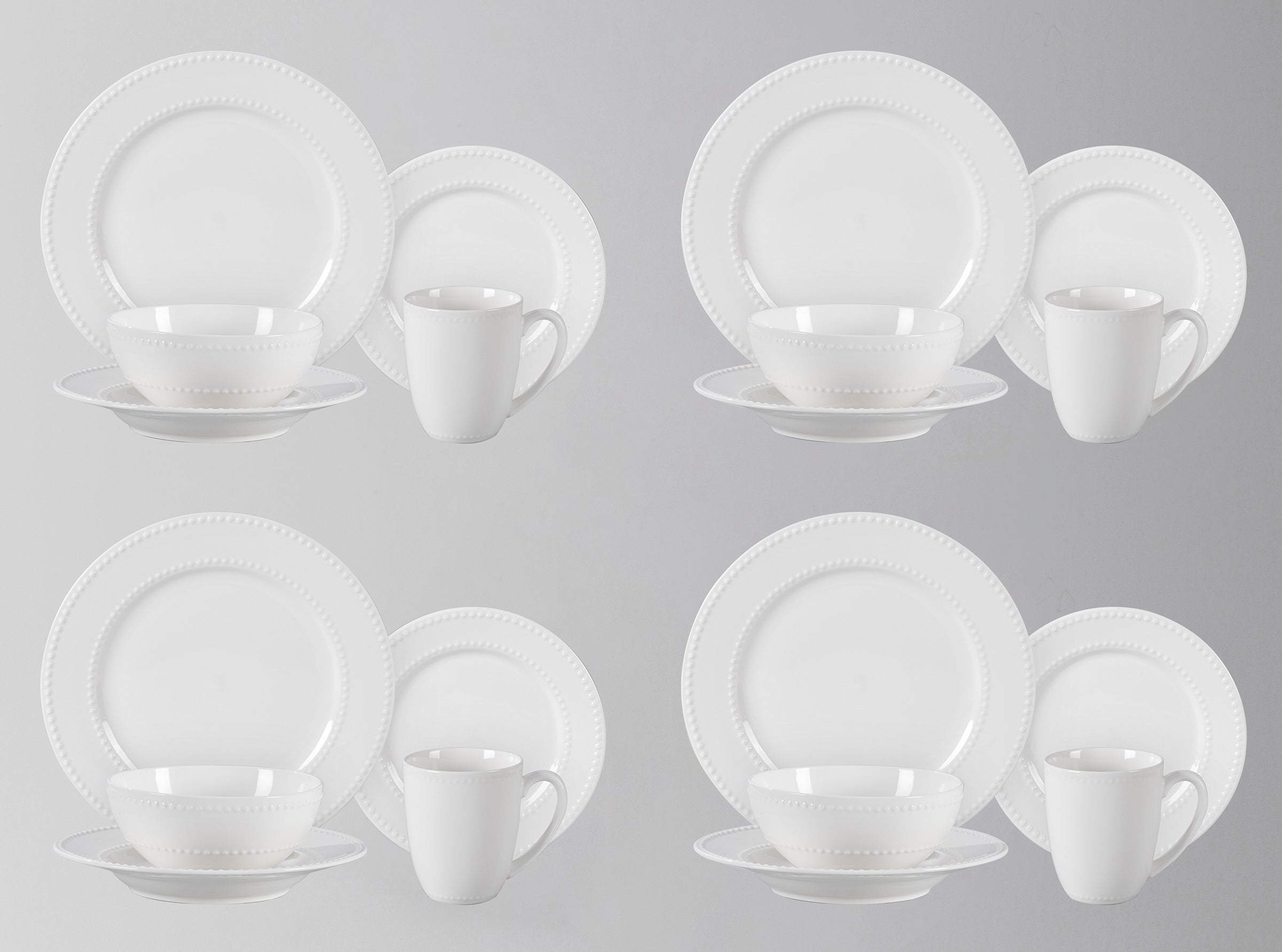 Bone China Embossed Pearl Dots Dinnerware Set