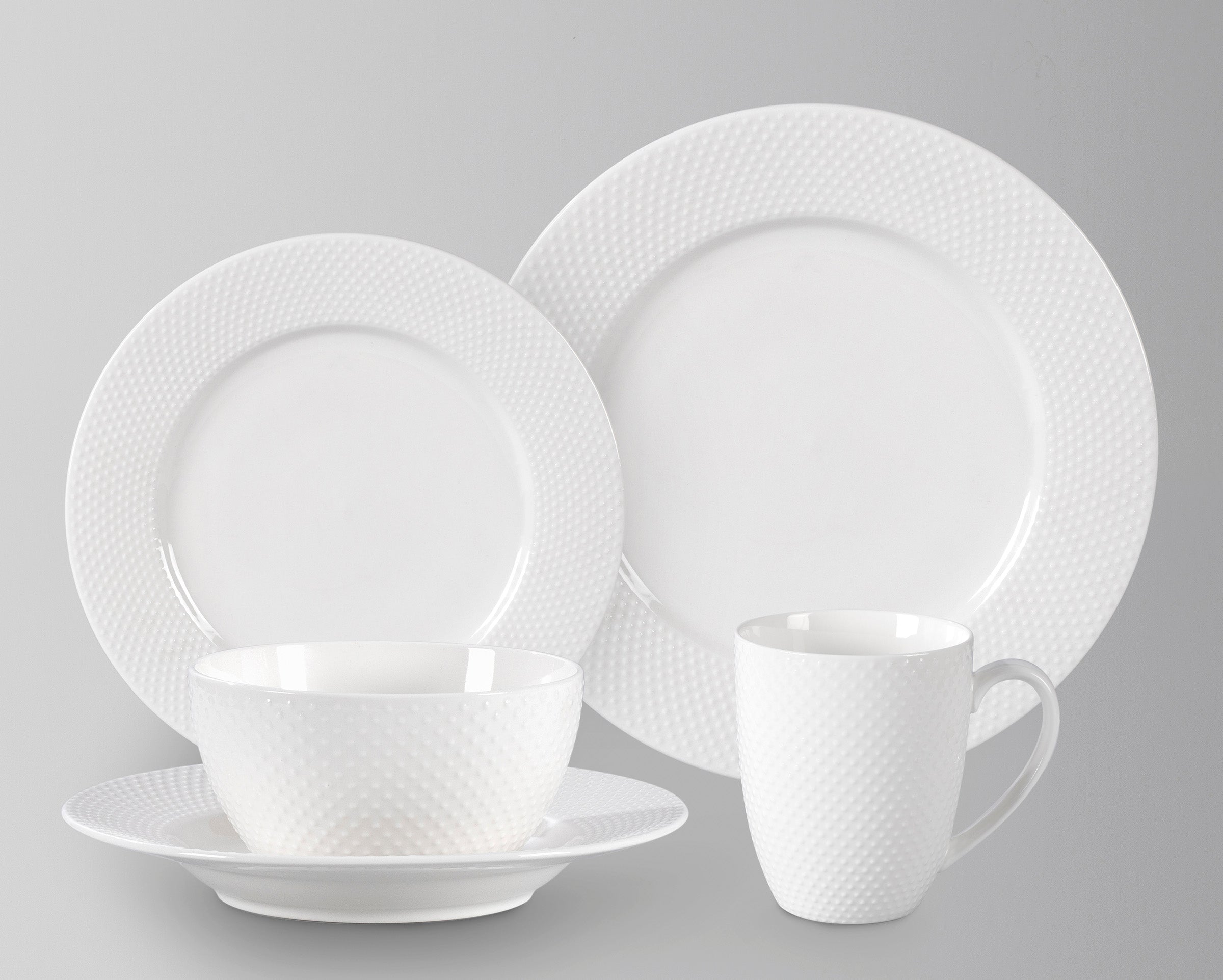 Bone China Embossed Rain Drops Dinnerware Set