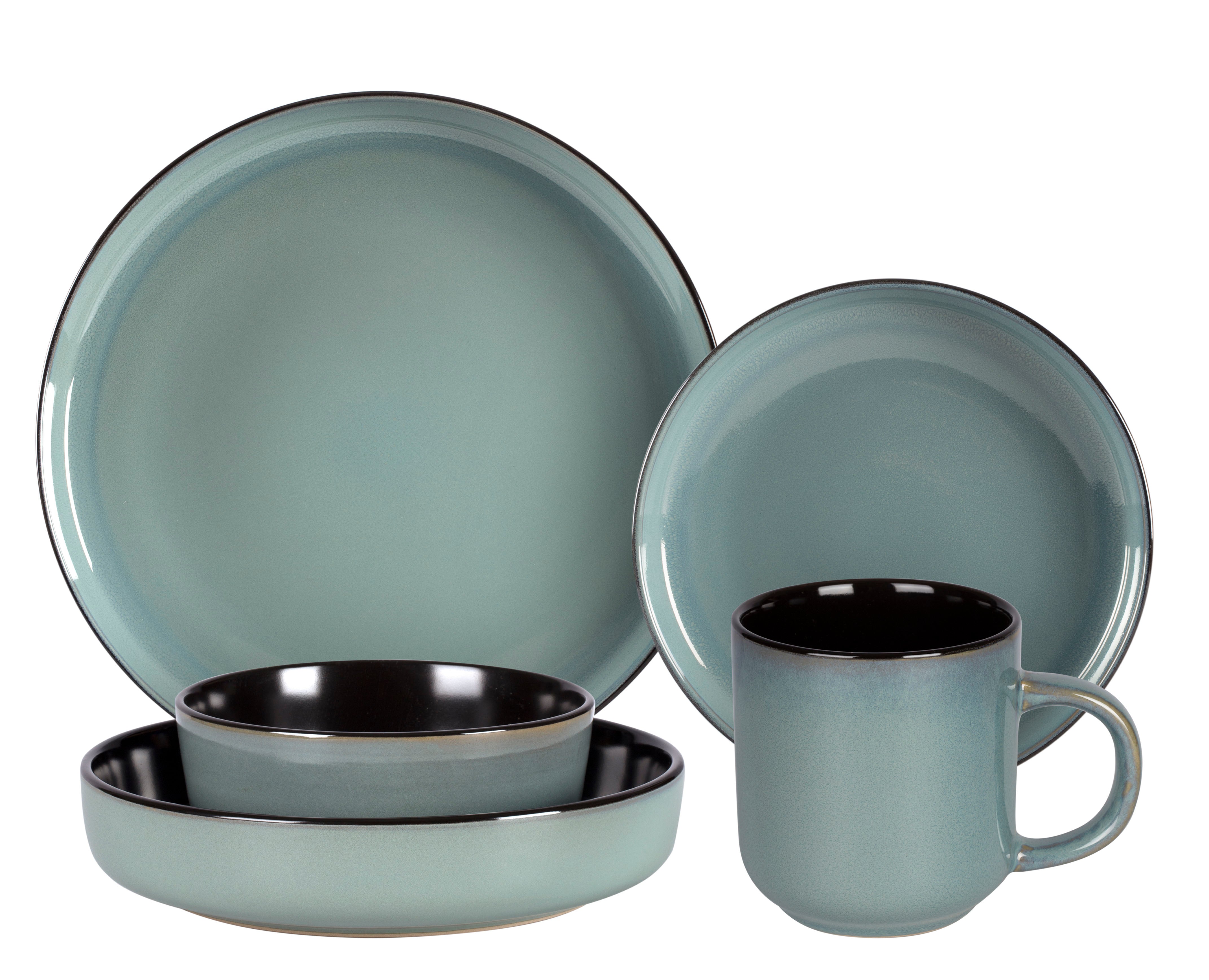 Stoneware Euro-Nordic Style 20pc Dinnerware Set, Reactive Glaze